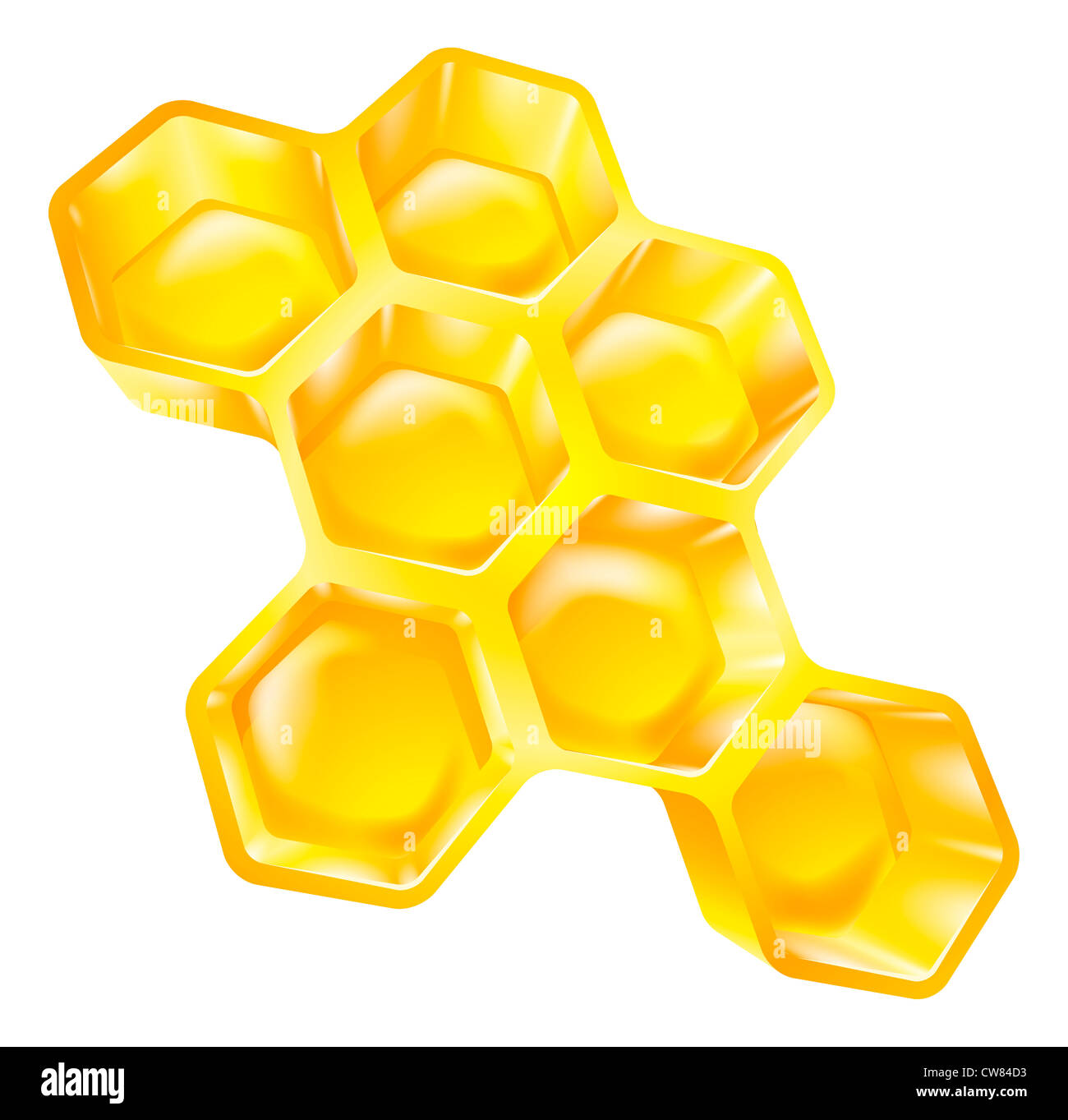 Illustration of bees wax honeycomb full of delicious honey Stock Photo