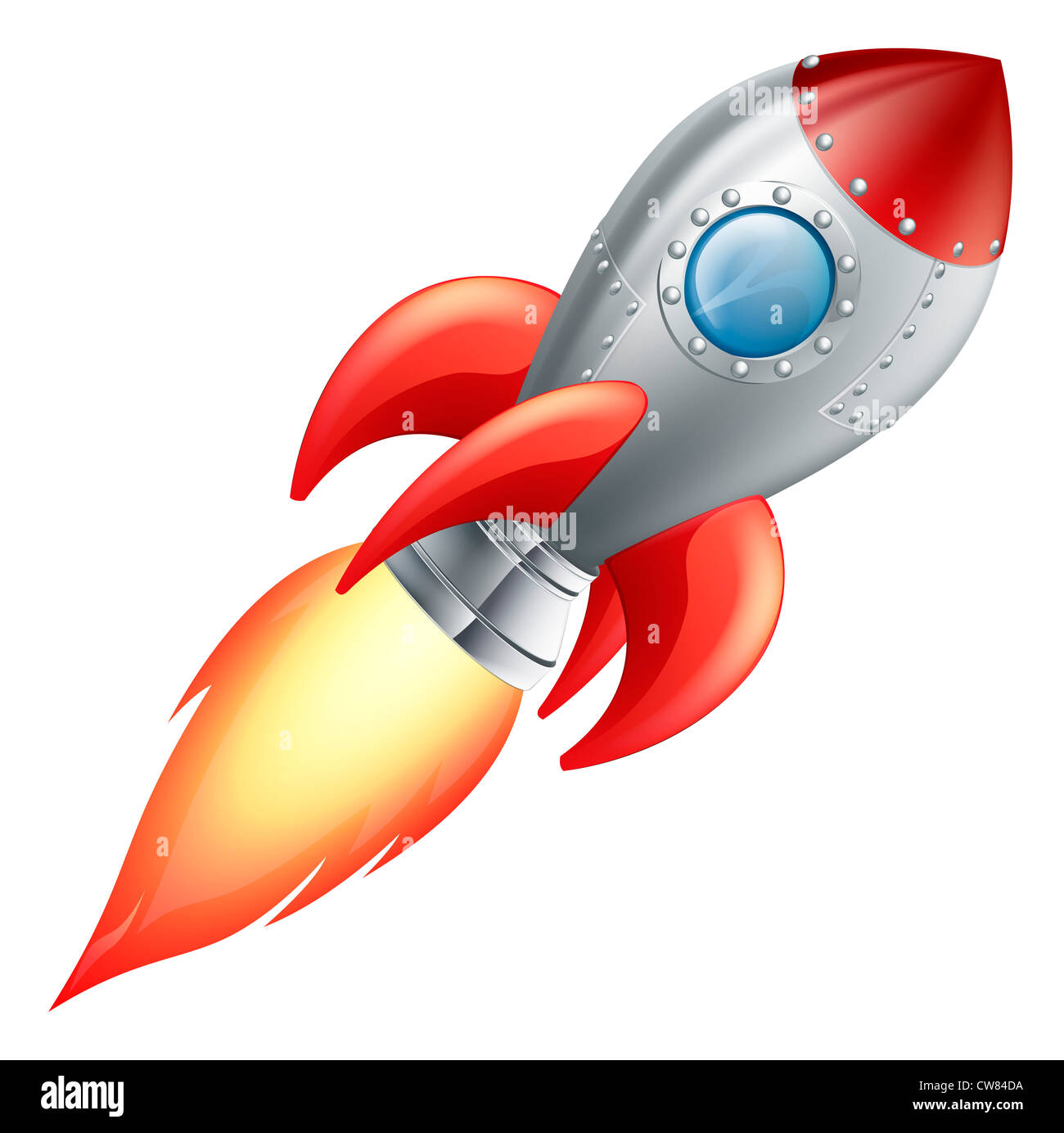 Illustration of a cute cartoon rocket space ship Stock Photo