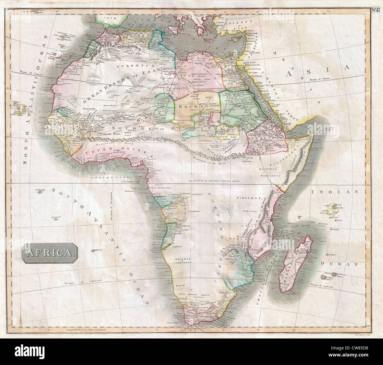1813 Thomson Map of Africa Stock Photo
