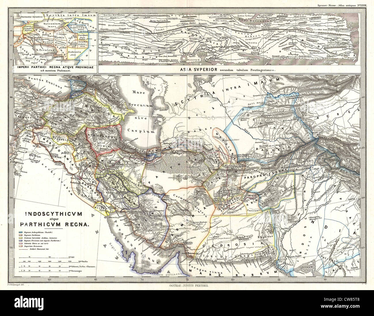 1865 Spruner Map of Persia in Antiquity Stock Photo