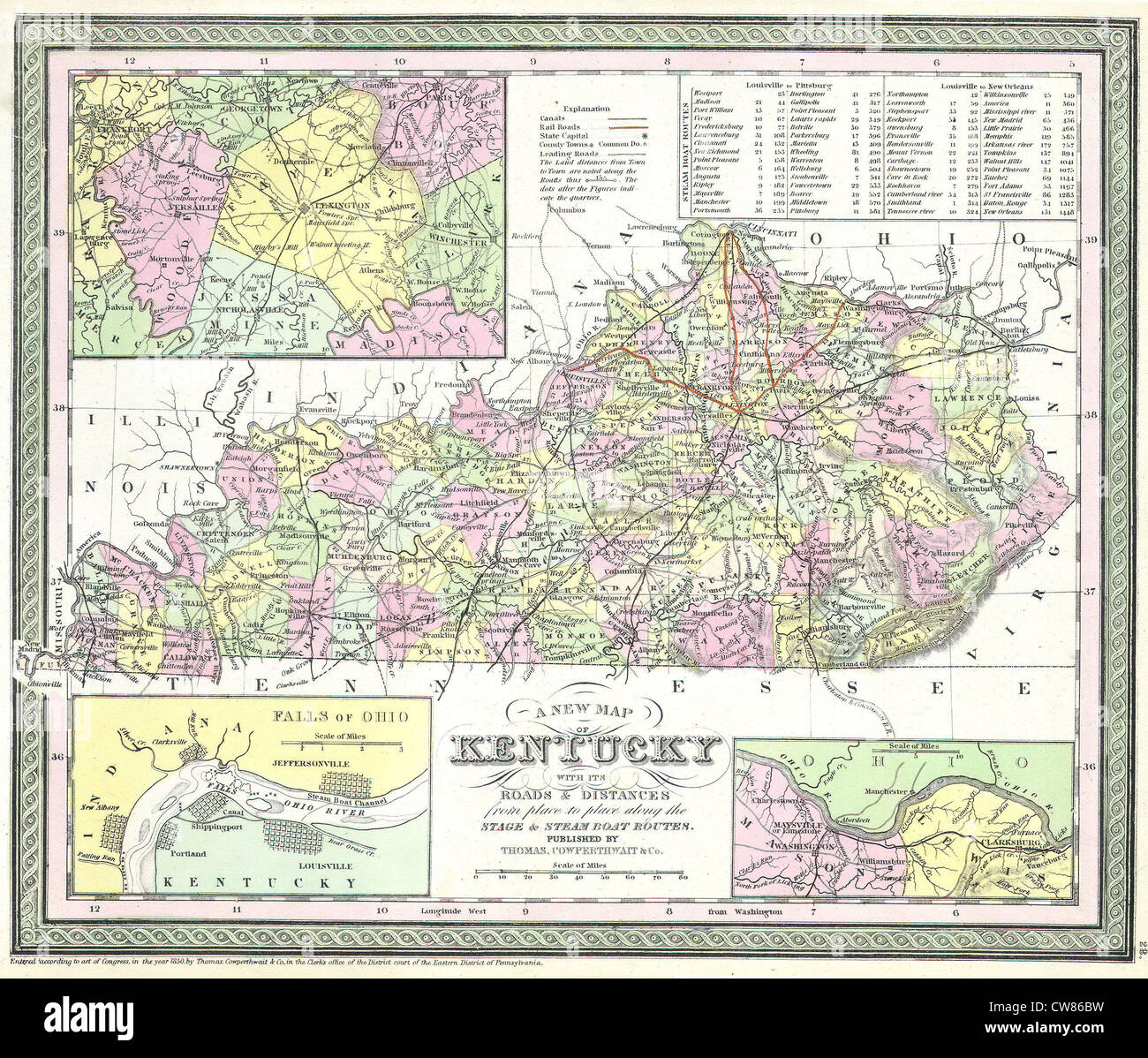 Antique Map of Louisville and New Orleans 1855 iPhone Case by