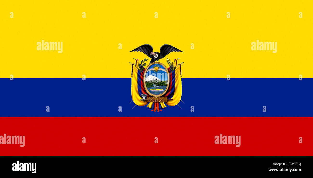 National flag of the Republic of Ecuador. Stock Photo