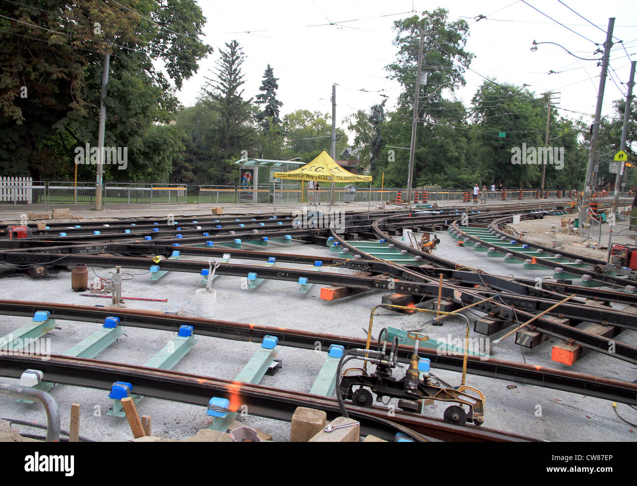 Street Car Rails Public works on the local urban streetcar railing in Toronto Stock ...