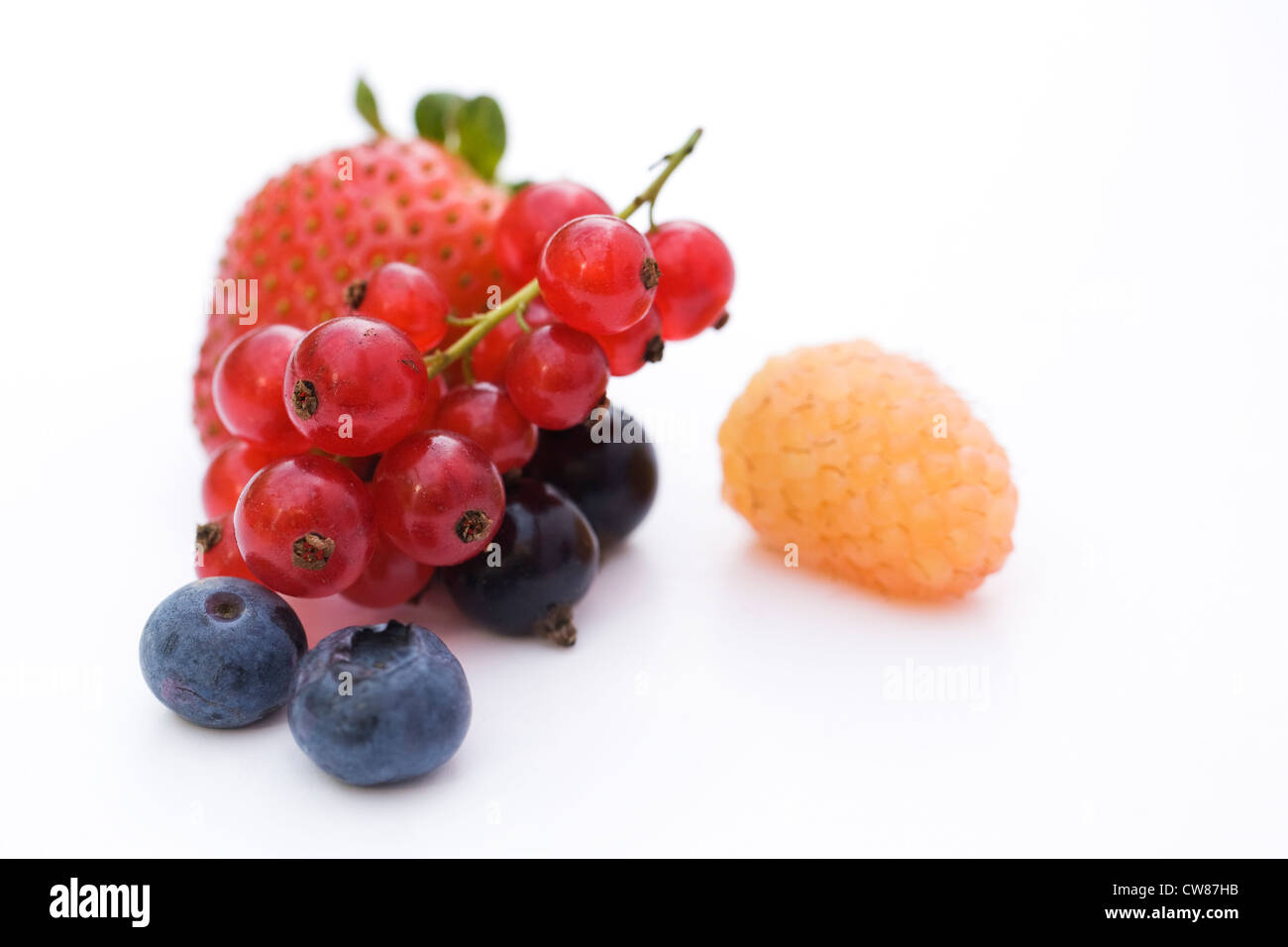 Summer berries on a white background. Stock Photo