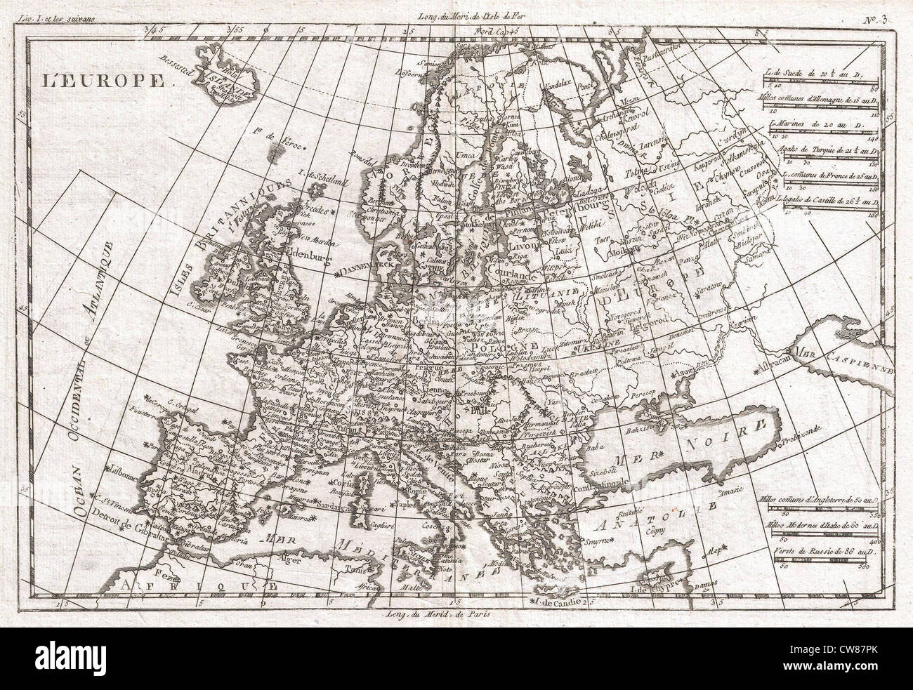 1780 Raynal and Bonne Map of Europe Stock Photo - Alamy