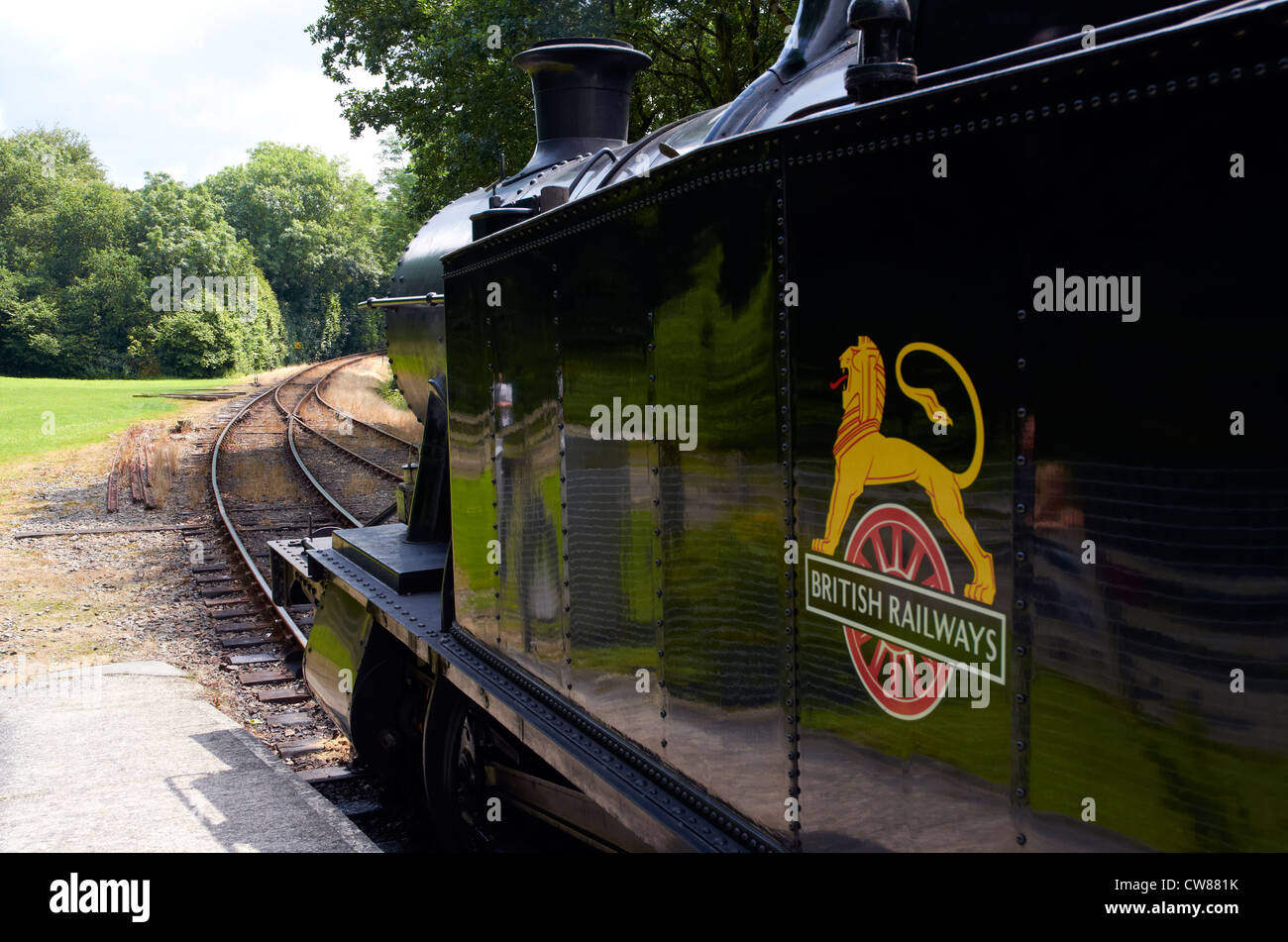 Bodmin & Wenford Railway, Cornwall, England. GWR tank engine on a train ...