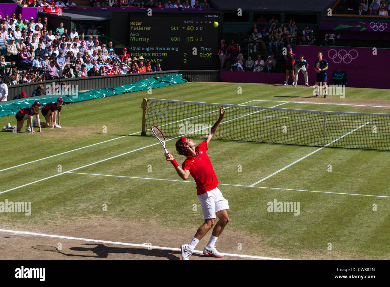 Roger Federer (SUI) wins the silver medal in the Men's Tennis Final at