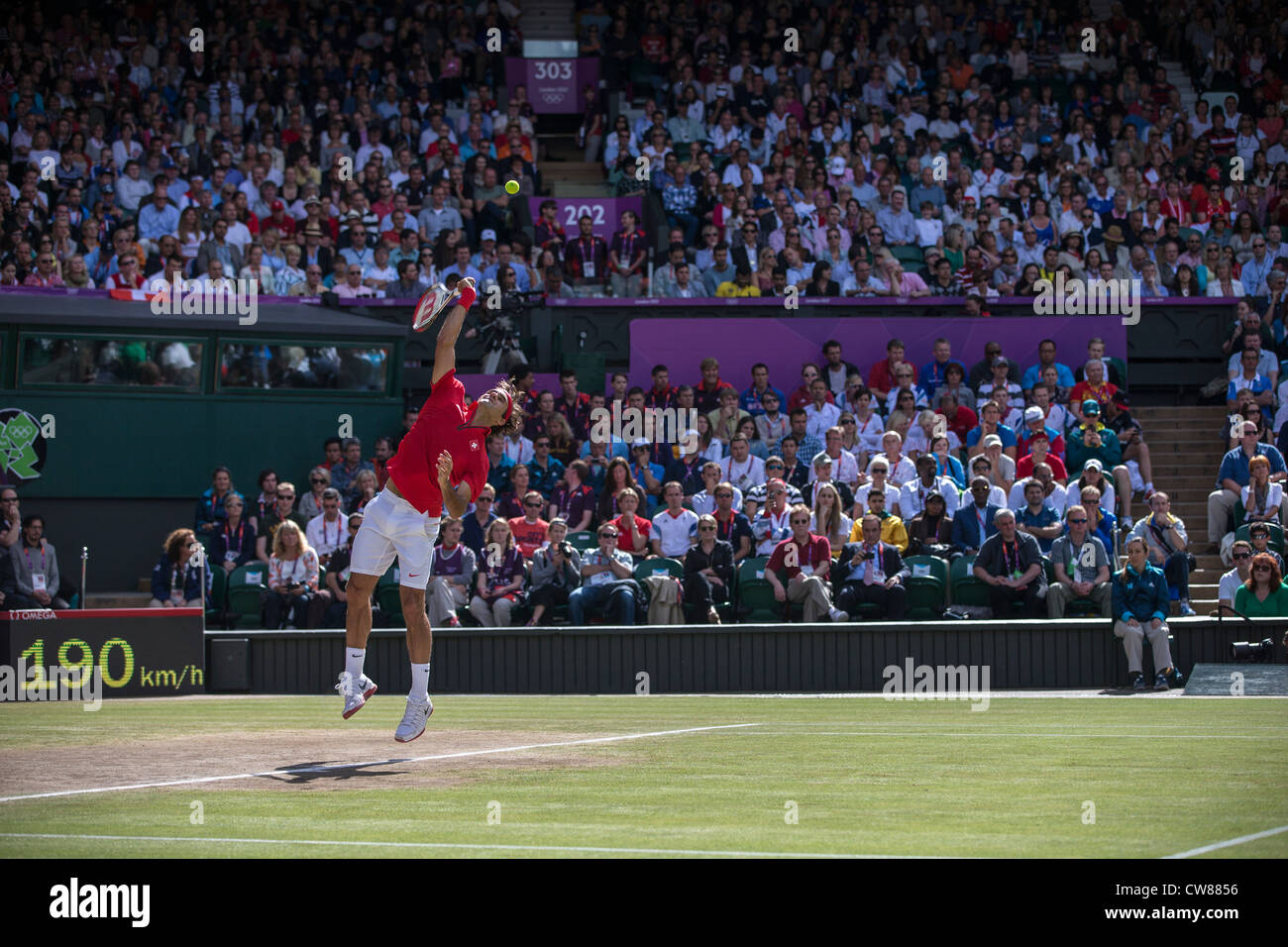 Roger Federer (SUI) wins the silver medal in the Men's Tennis Final at