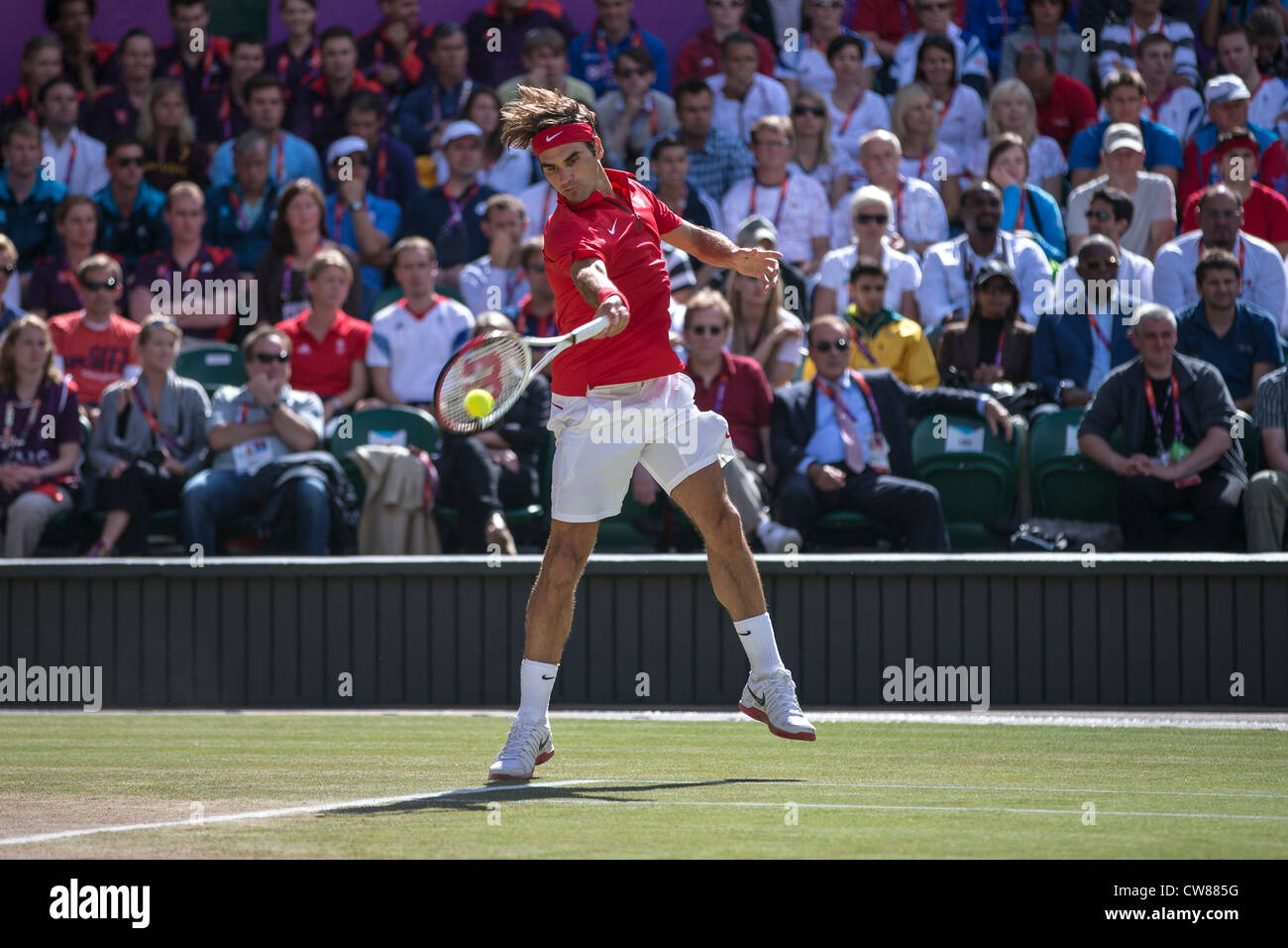 Roger Federer (SUI) wins the silver medal in the Men's Tennis Final at