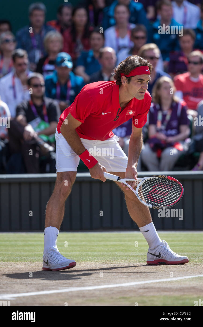 Roger Federer (SUI) wins the silver medal in the Men's Tennis Final at