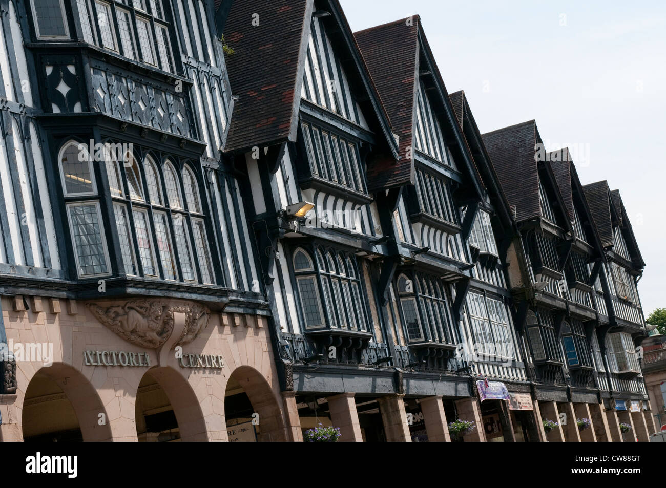 Timber framed Tudor style buildings in Chesterfield town centre, Derbyshire England UK Stock Photo