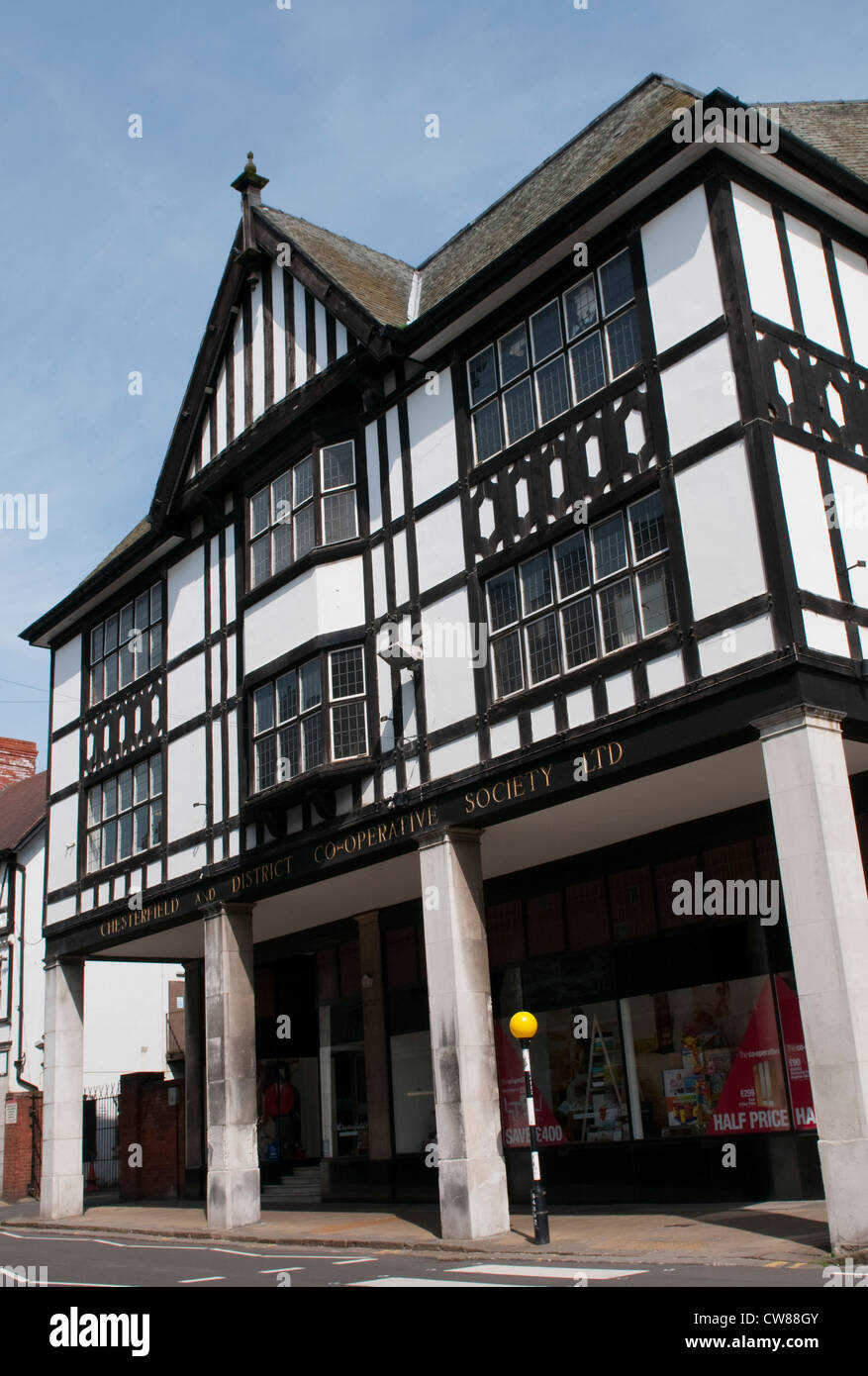 Timber framed Tudor style buildings in Chesterfield town centre, Derbyshire England UK Stock Photo