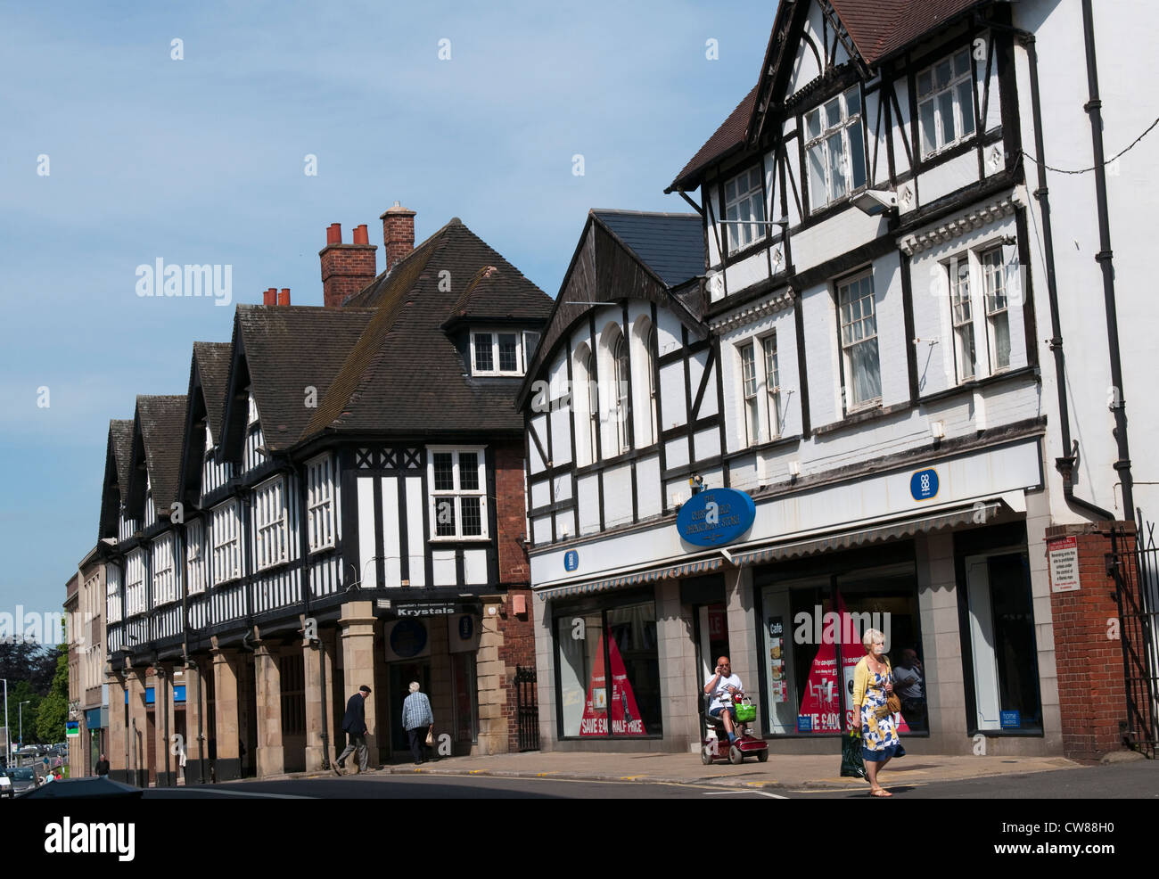 Timber framed Tudor style buildings in Chesterfield town centre, Derbyshire England UK Stock Photo