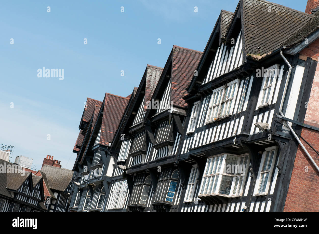 Timber framed Tudor style buildings in Chesterfield town centre, Derbyshire England UK Stock Photo