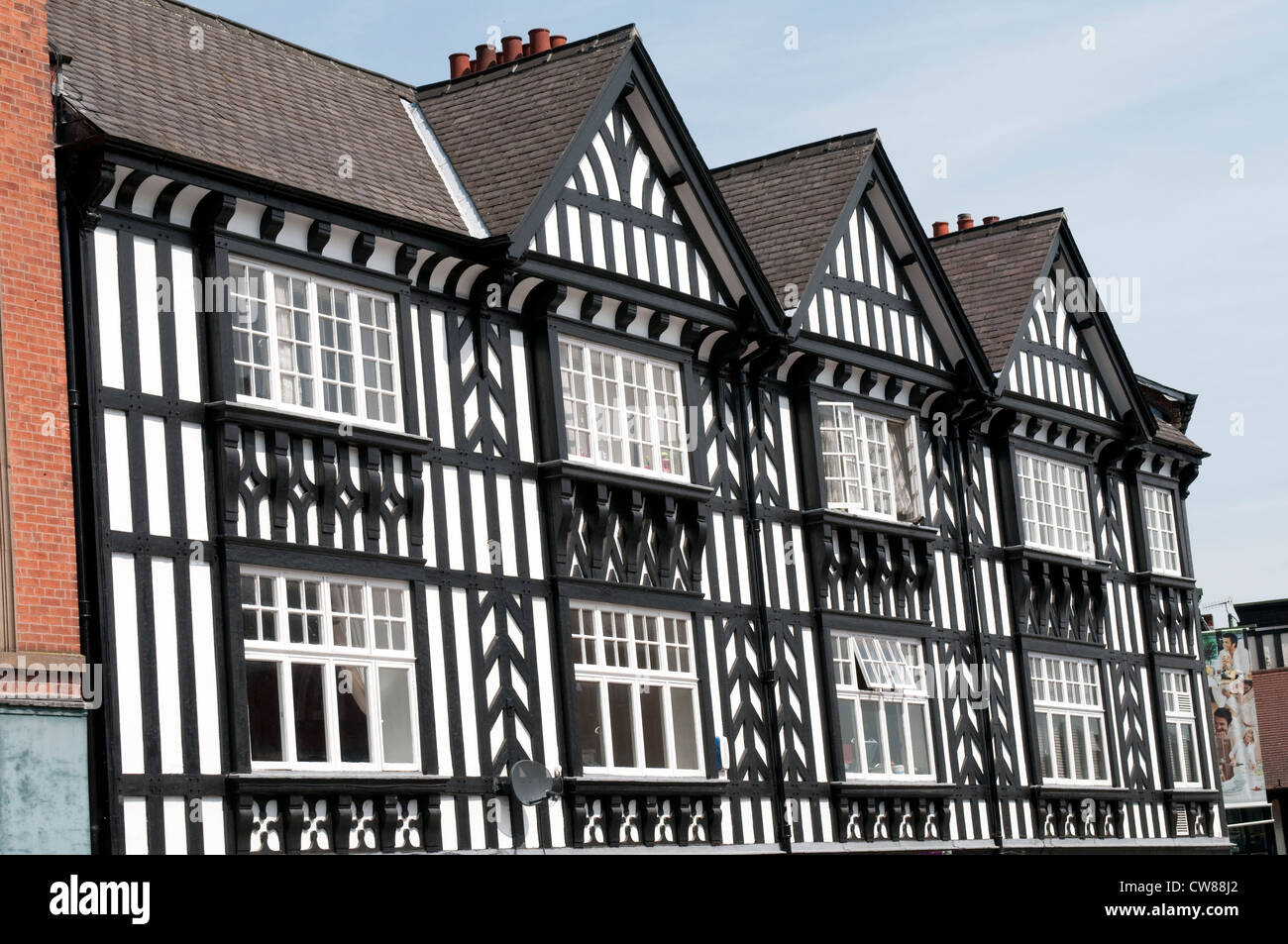 Timber framed Tudor style buildings in Chesterfield town centre, Derbyshire England UK Stock Photo