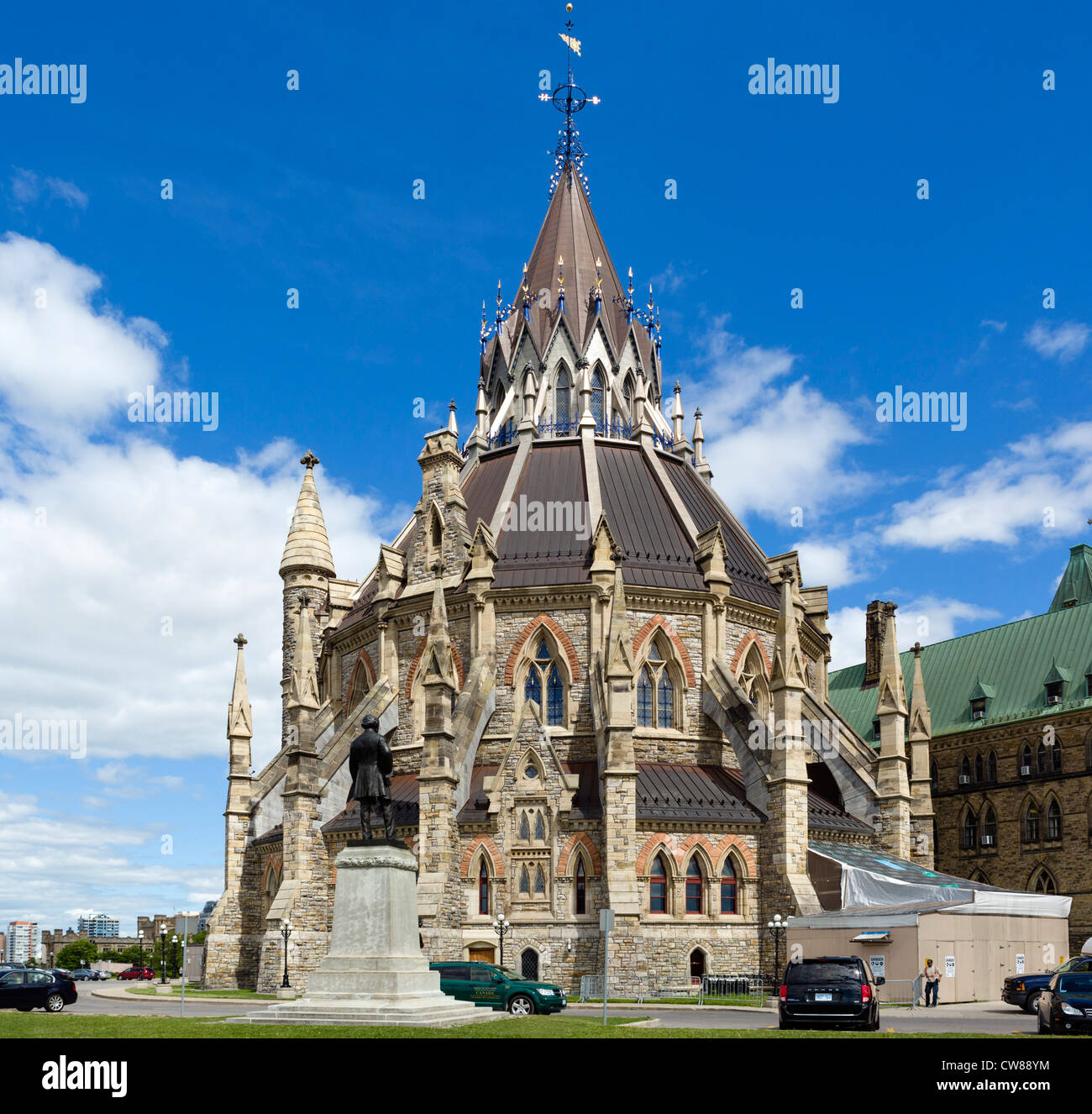 The Library of Parliament, only part of original buildings to survive the fire of 1916, Parliament Hill, Ottawa, Ontario, Canada Stock Photo