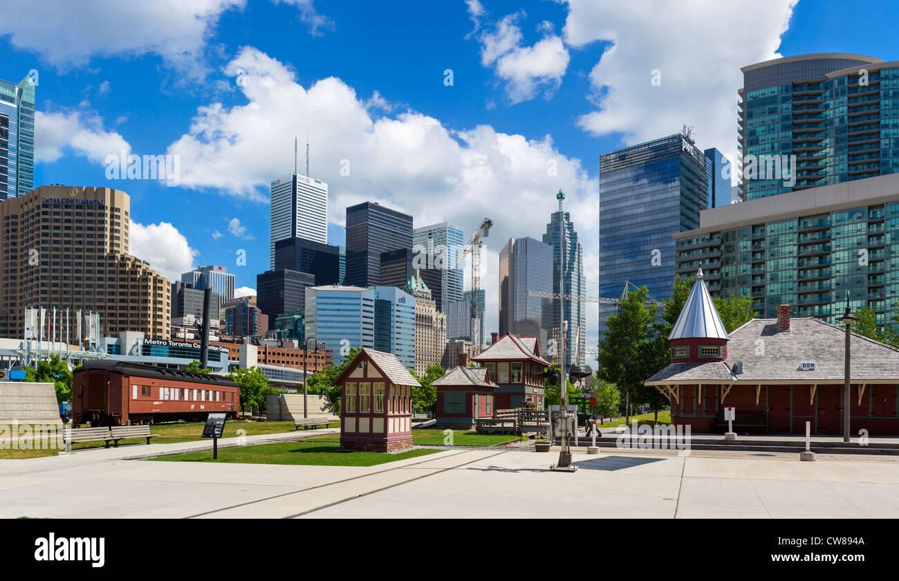 The downtown city skyline from Roundhouse Park, Toronto, Ontario, Canada Stock Photo