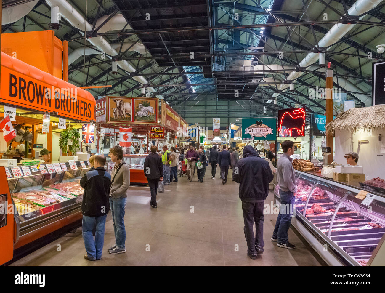 Fresh meat counter in St Lawrence Market, Toronto, Ontario, Canada