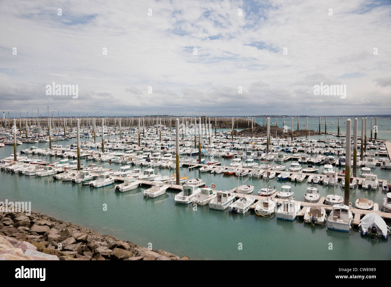 Port St Quay Port d’Armor the new deep water marina, Saint Cast, Northern Brittany, France Stock Photo