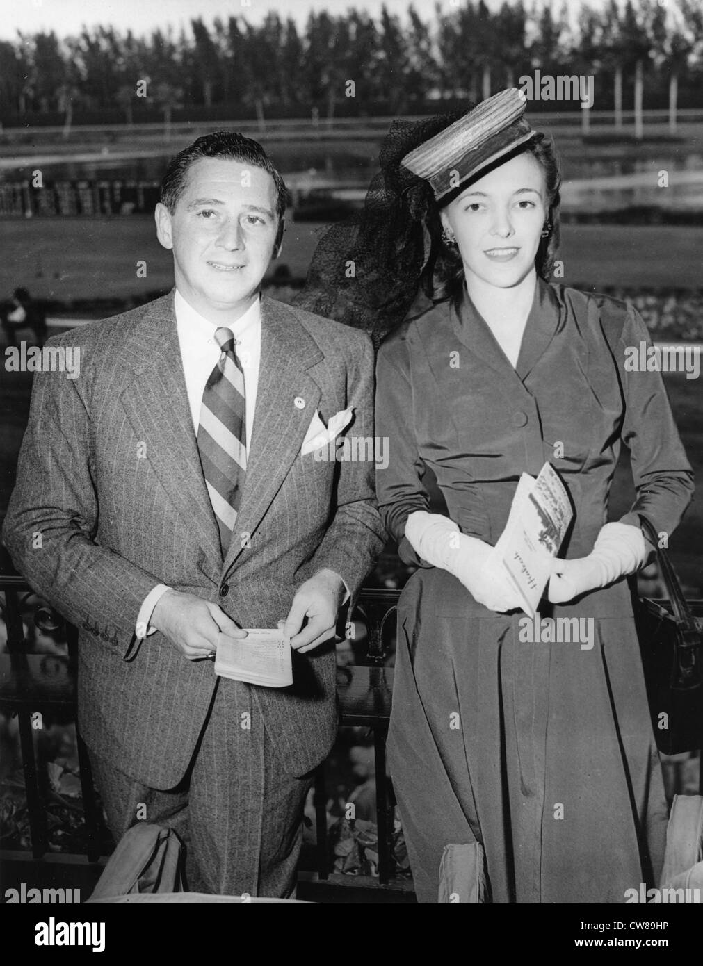 Mr and Mrs Walter P. Chrysler Jr., Hialeah Racetrack, Florida, 1948 Stock Photo