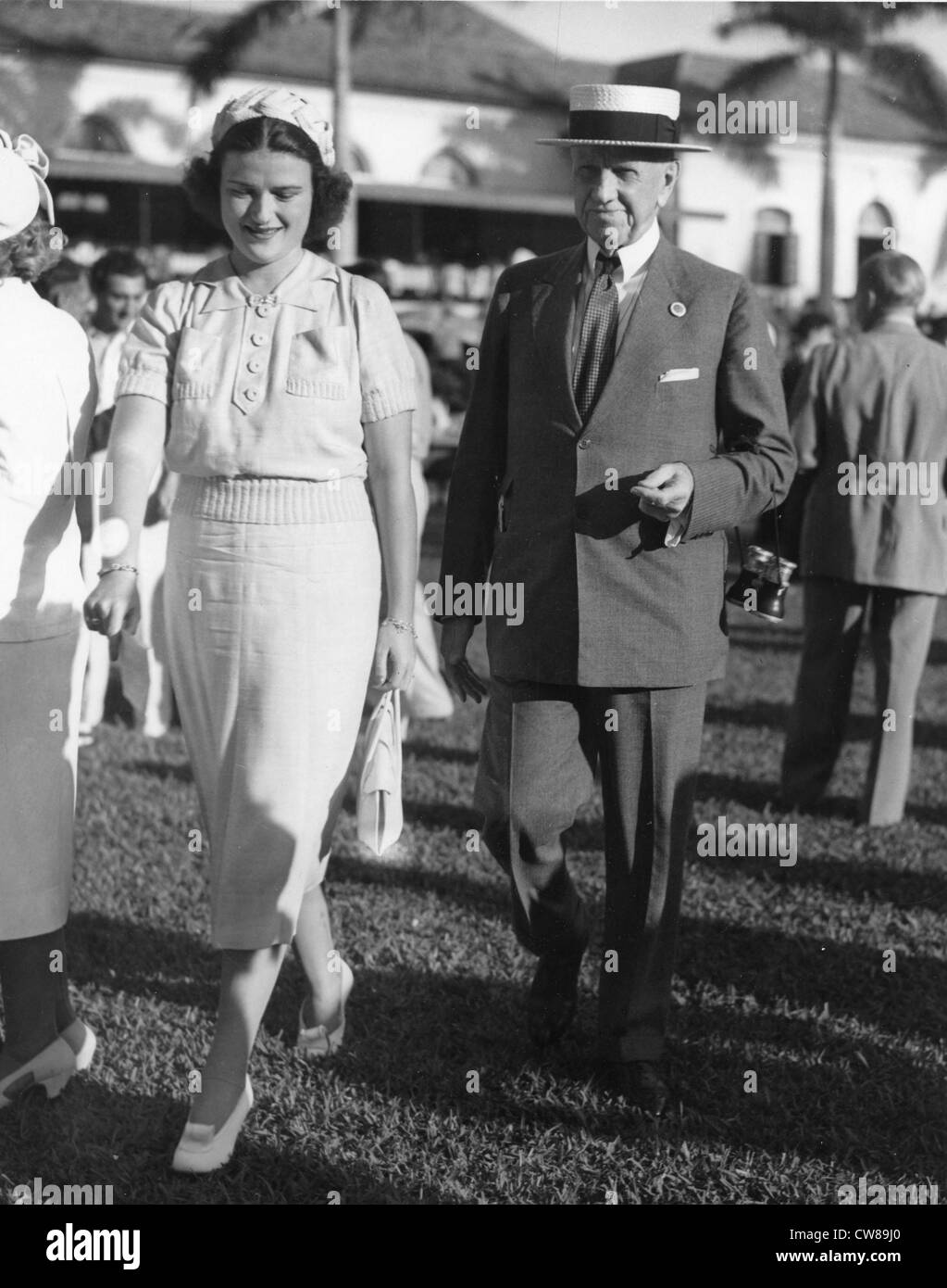 Mollie Cullum with Edward R. Bradley, Hialeah Racetrack,, 1938 Stock Photo