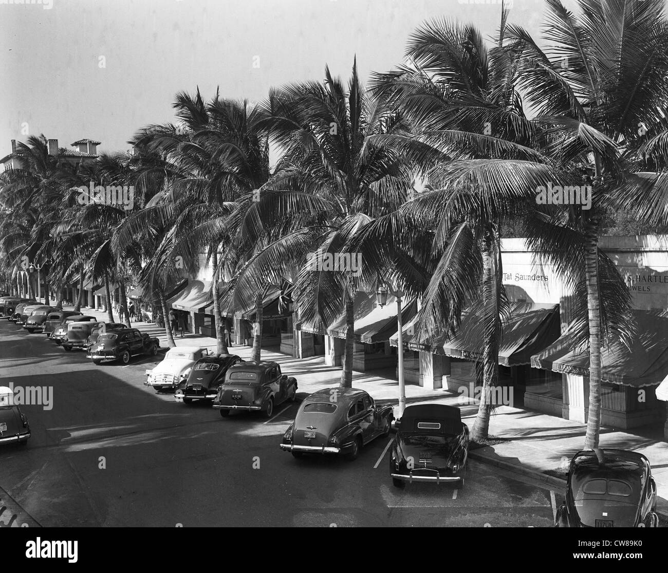 A view of Worth Avenue, Palm Beach, Florida's main shopping street, January, 1941 Stock Photo