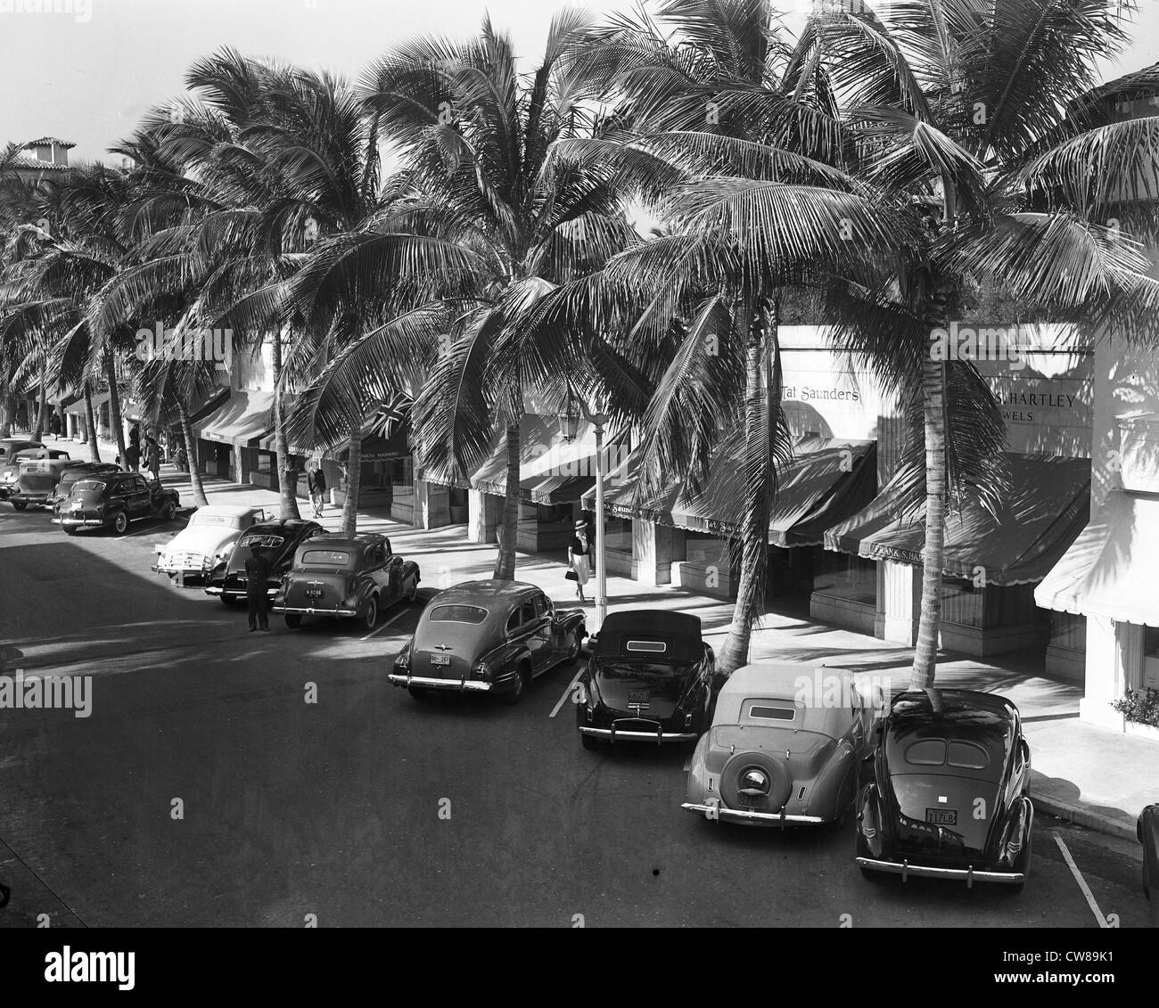 A view of Worth Avenue, Palm Beach, Florida's main shopping street, January, 1941 Stock Photo