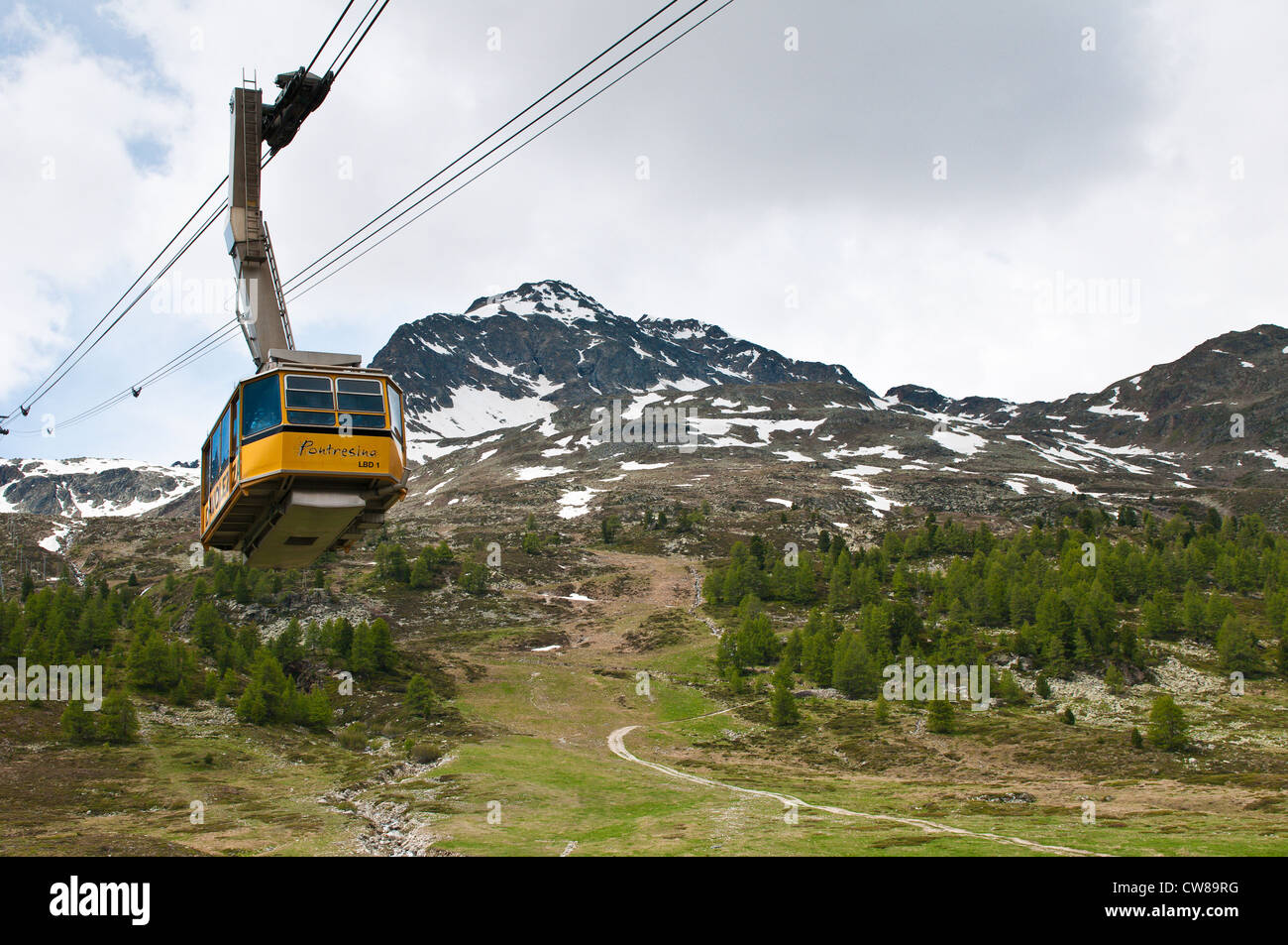 Diavolezza Peak, Switzerland. Cable car gondola to peak. Stock Photo
