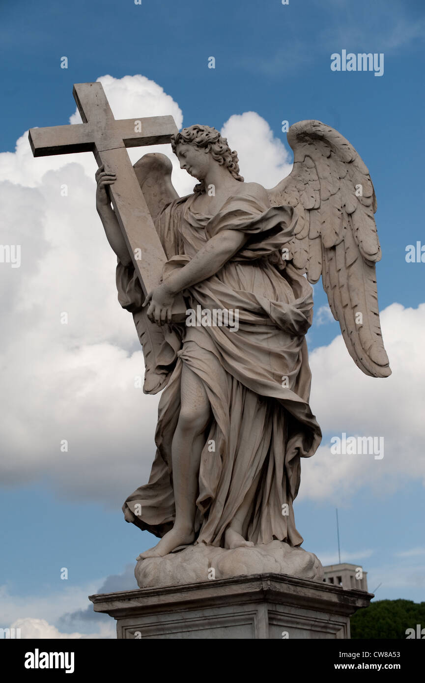 A statue of an angel on the Ponte Sant' Angelo in Rome, Italy. Stock Photo