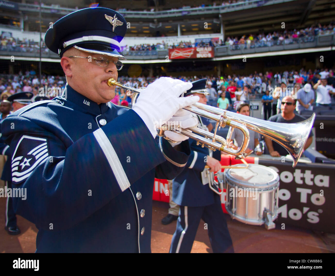 The United States Air Force Band performing before a baseball game Stock Photo