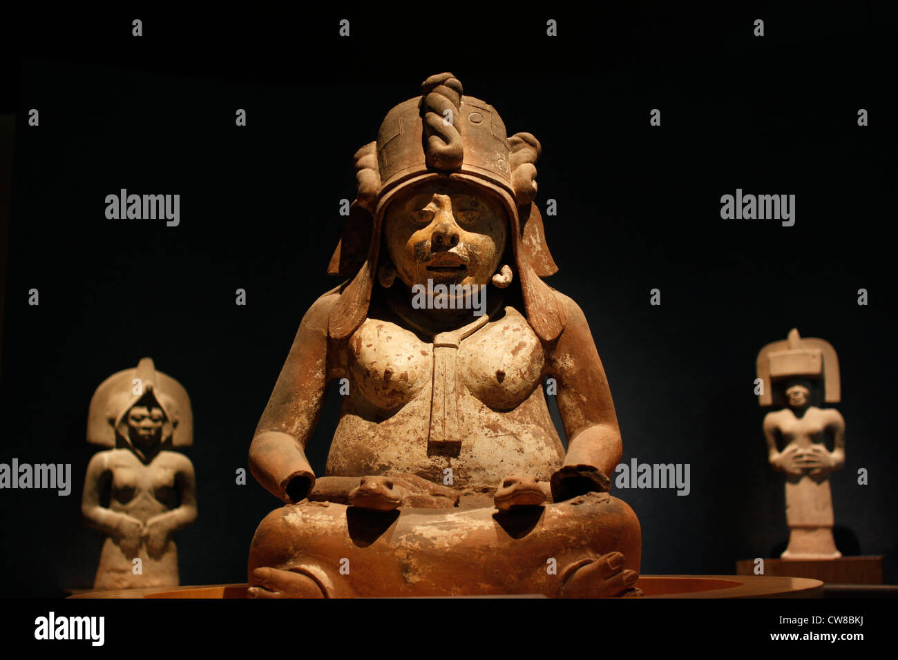 Mesoamerican sculptures are displayed in the National Museum of Anthropology in Mexico City Stock Photo
