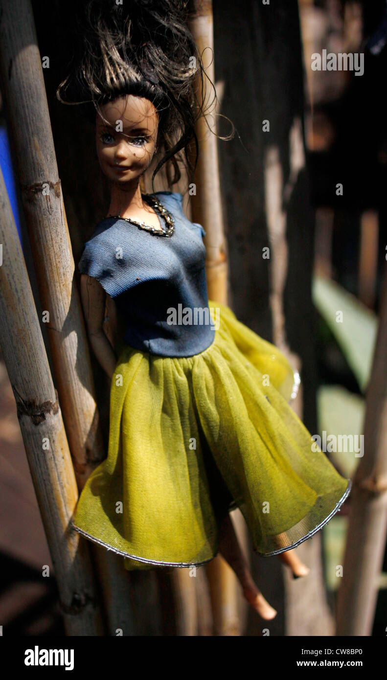 A doll is displayed on the Island of the Dolls in Xochimilco, southern Mexico City Stock Photo