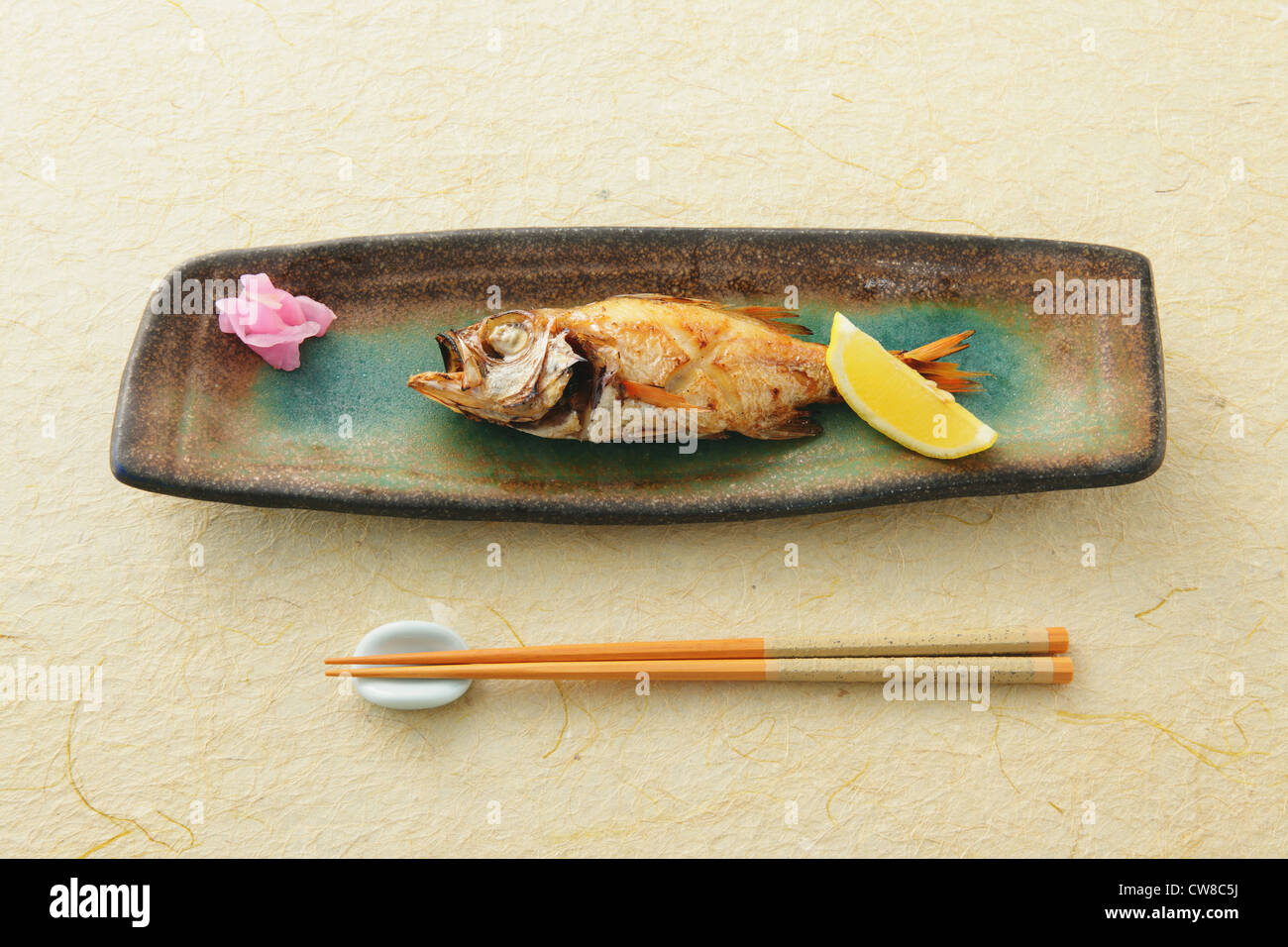 Fish On Tray With Chopstick Stock Photo