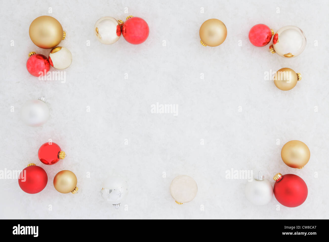 Red, White And Golden Baubles Stock Photo