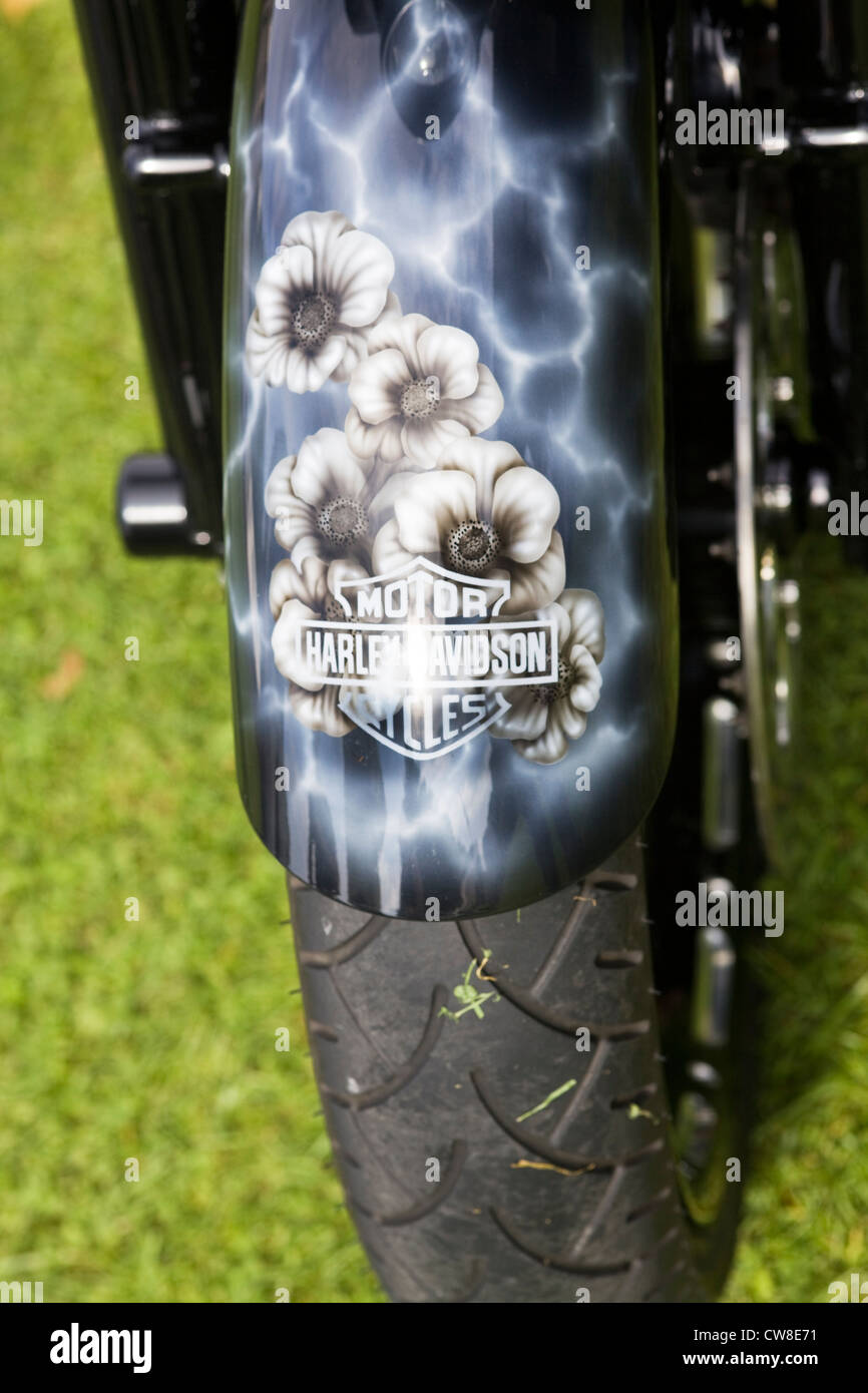 Harley Davidson spray painted "Remembrance Motorbike Stock Photo Alamy