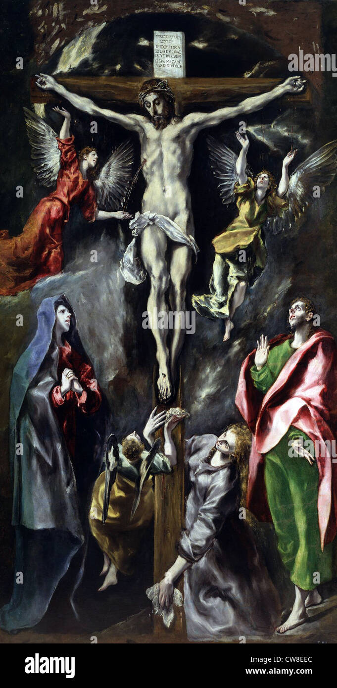 El Greco the Crucifixion 1600 Prado Museum - Madrid Stock Photo