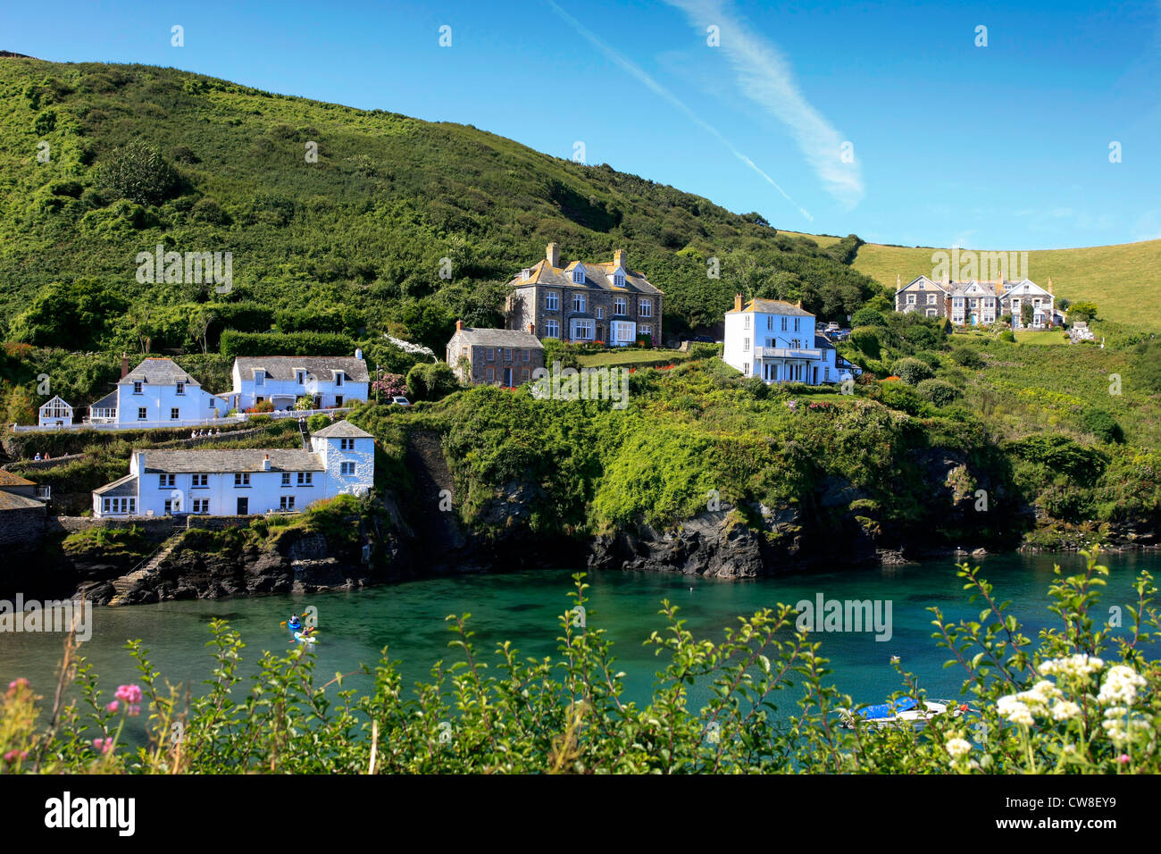 Port Isaac harbour and Bay on the Atlantic coast of Cornwall Stock