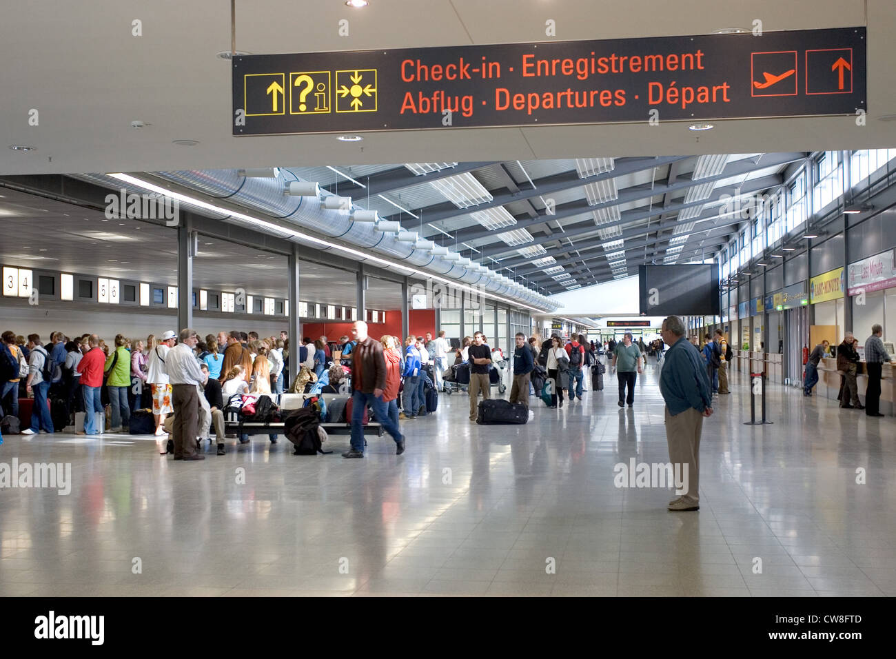 Baden-Baden, Baden-Airpark travelers at the airport waiting for clearance Stock Photo