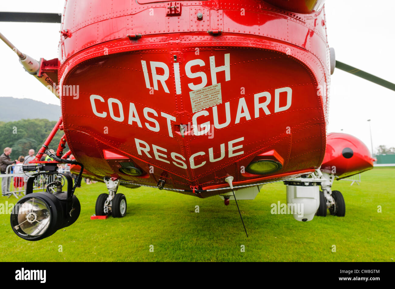 Irish coastguard Sigorsky S-61N landed in a field Stock Photo