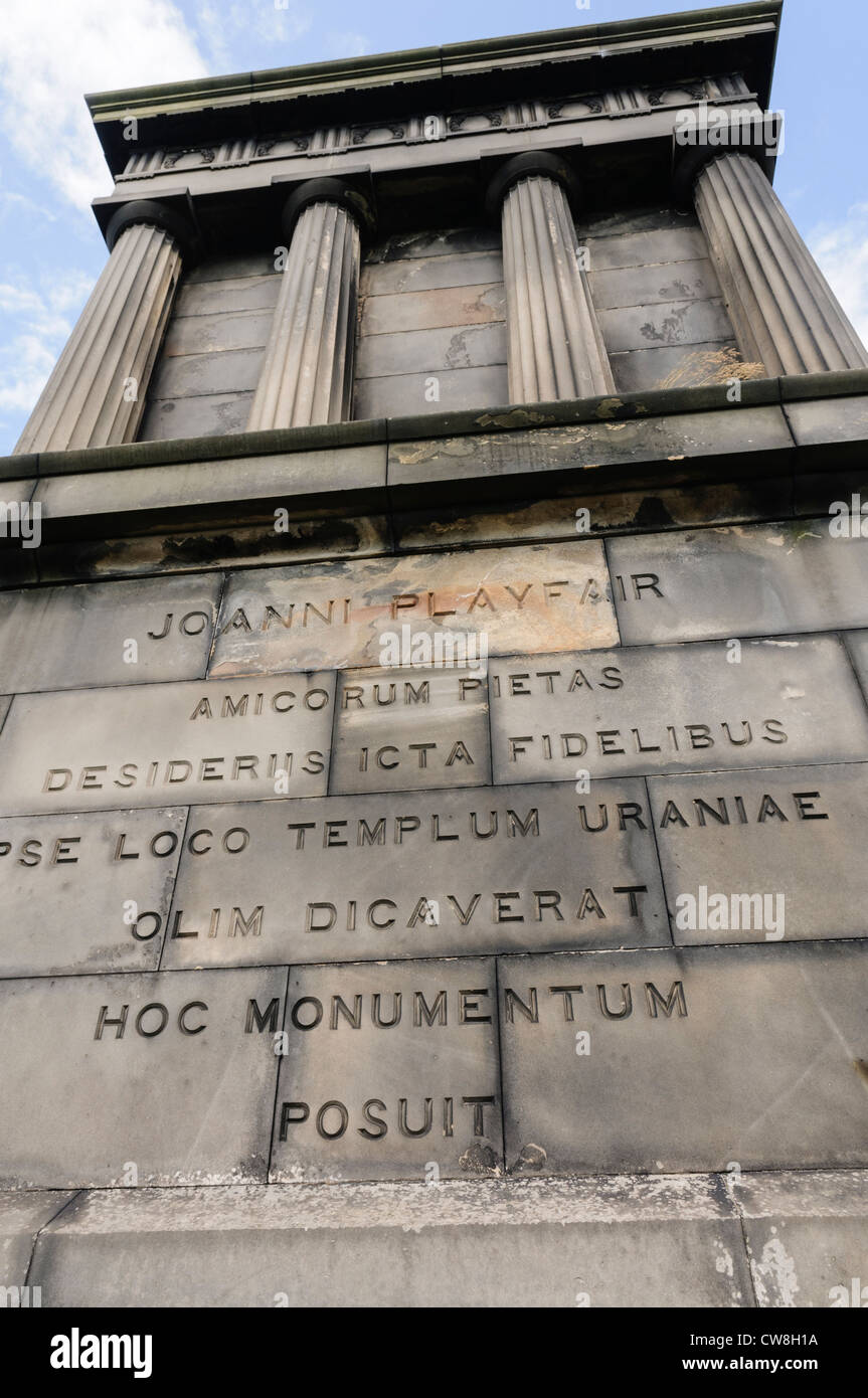 Memorial to the Scottish minister and philosopher John Playfair (1748–1819) in Regent Gardens, Edinburgh Stock Photo