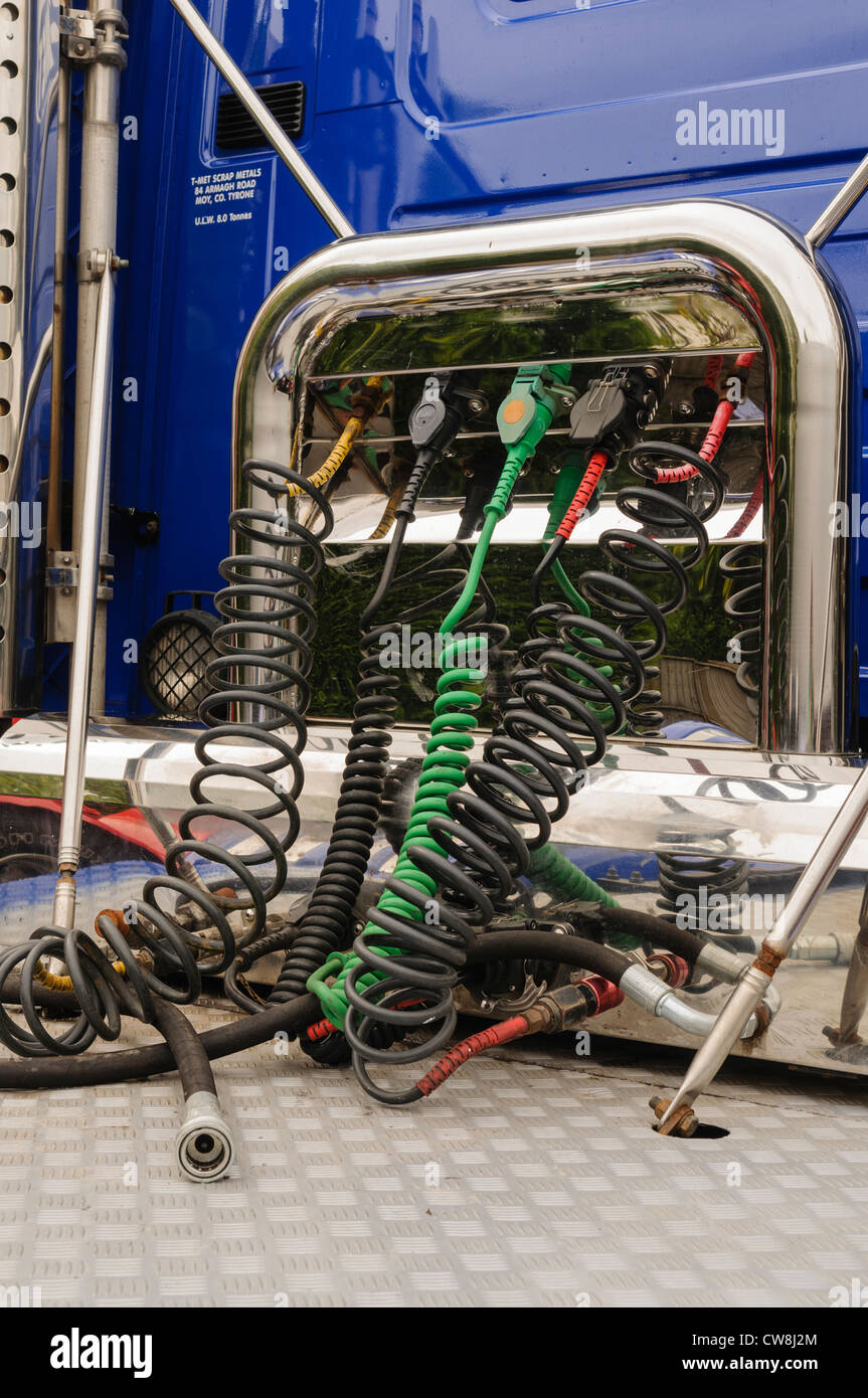 Pneumatic hoses on the back of a lorry/truck Stock Photo Alamy