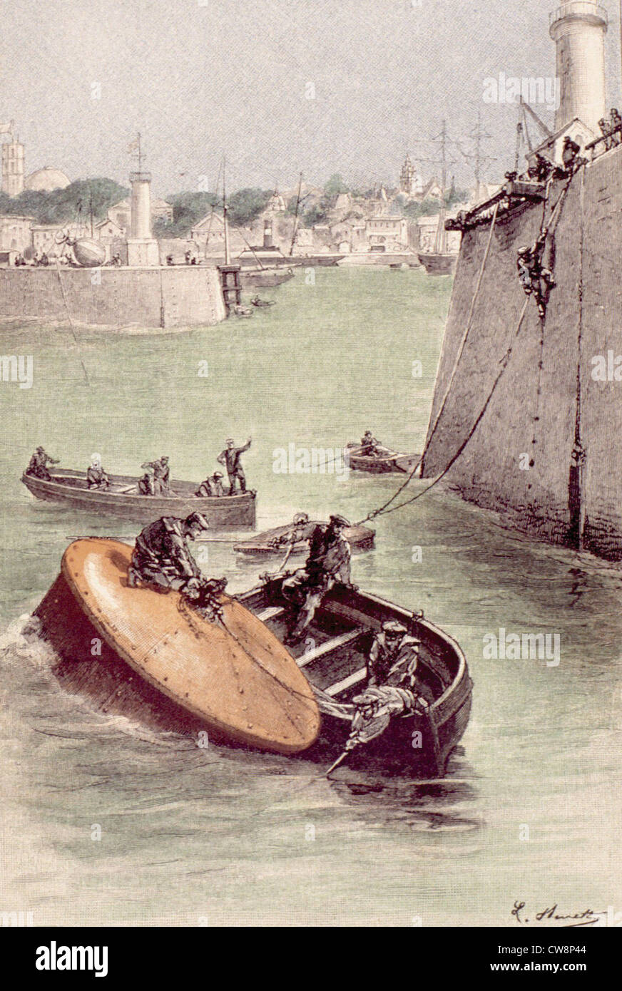 Jules Verne, 'Propeller Island', illustration Stock Photo
