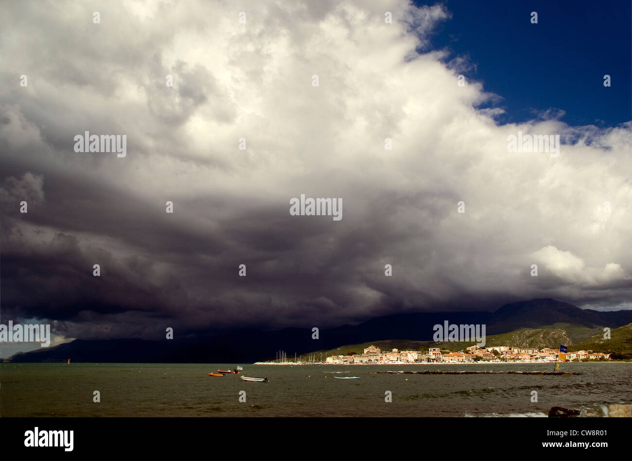 Golfe de SaintFlorent in Corsica under lowering skies Stock Photo Alamy