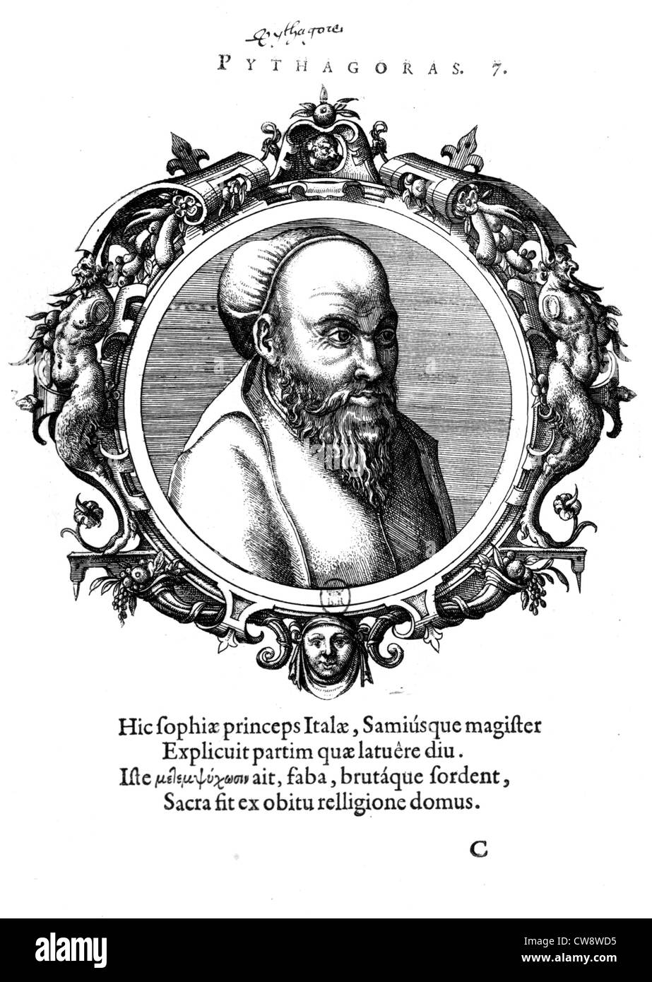 Book Pythagoras 'Icones veterum aliquot recentrum medicarum philosophirumque' Stock Photo