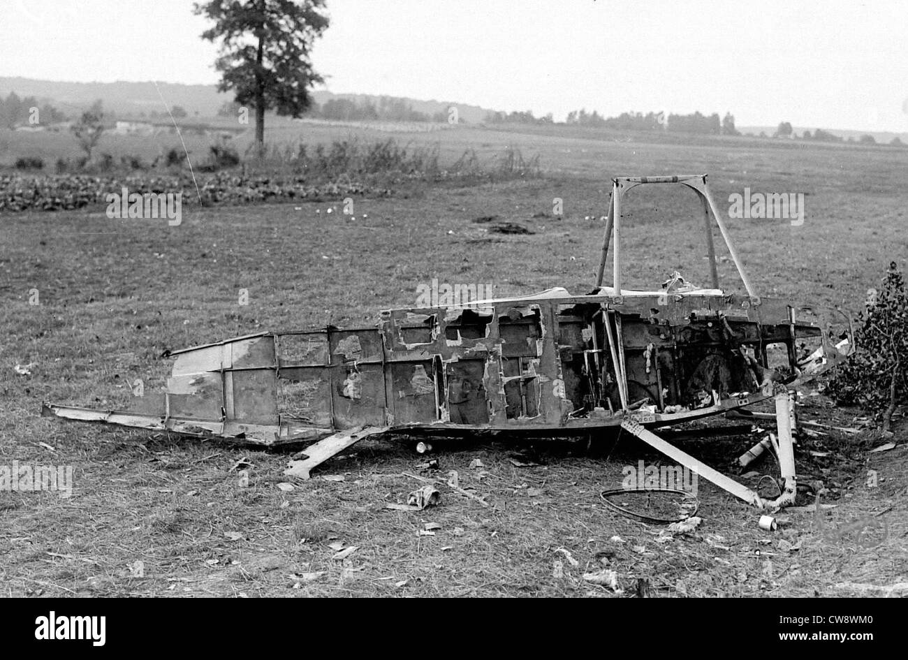 Carcass of a German plane in Ferté-Milan Stock Photo