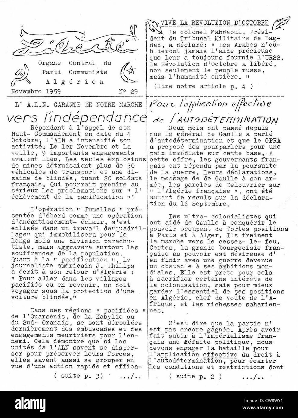No. 29 of the newspaper "Liberté" Stock Photo
