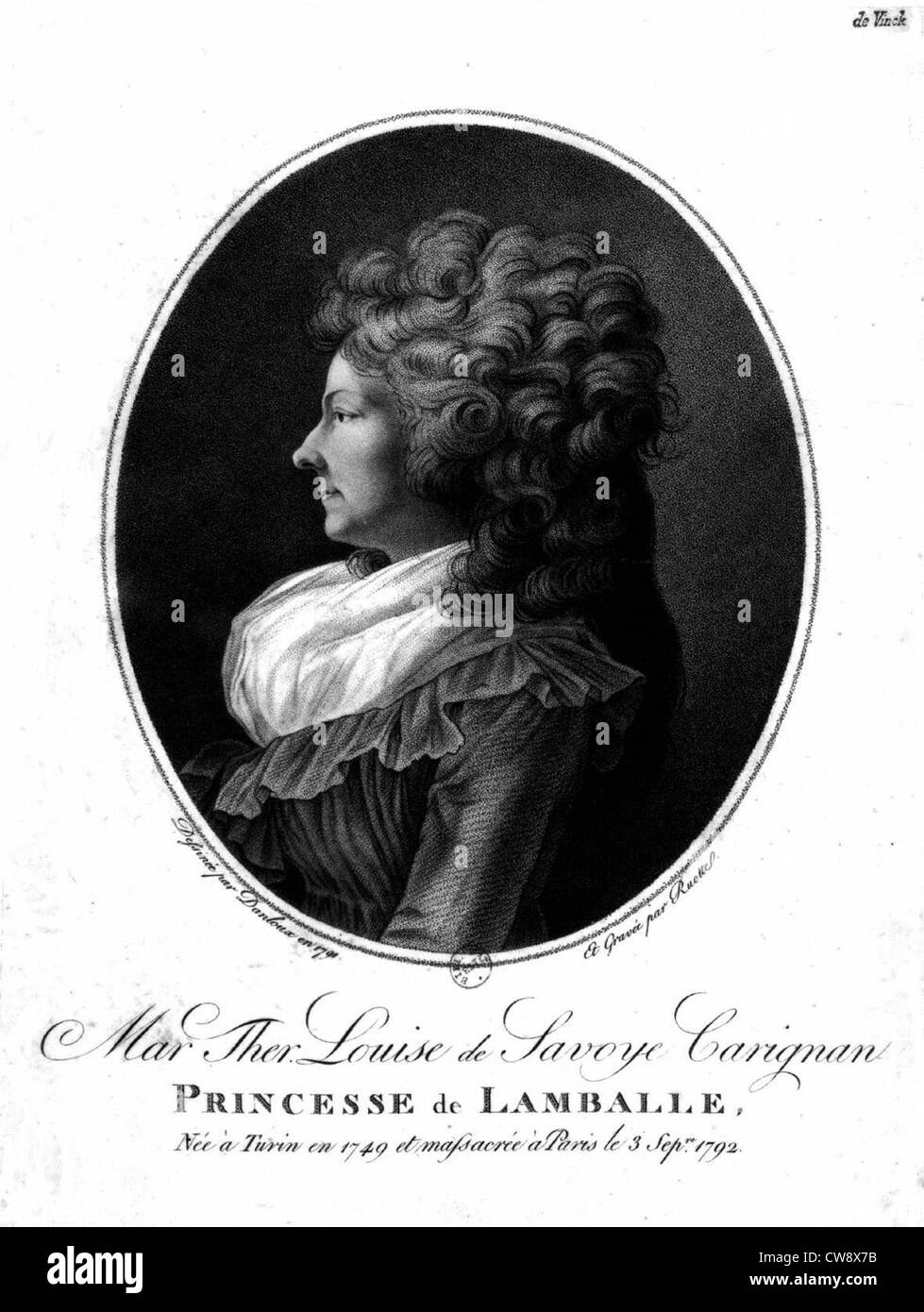 Marie Thérèse Louise de Savoye Carignan princess  Lamballe Stock Photo