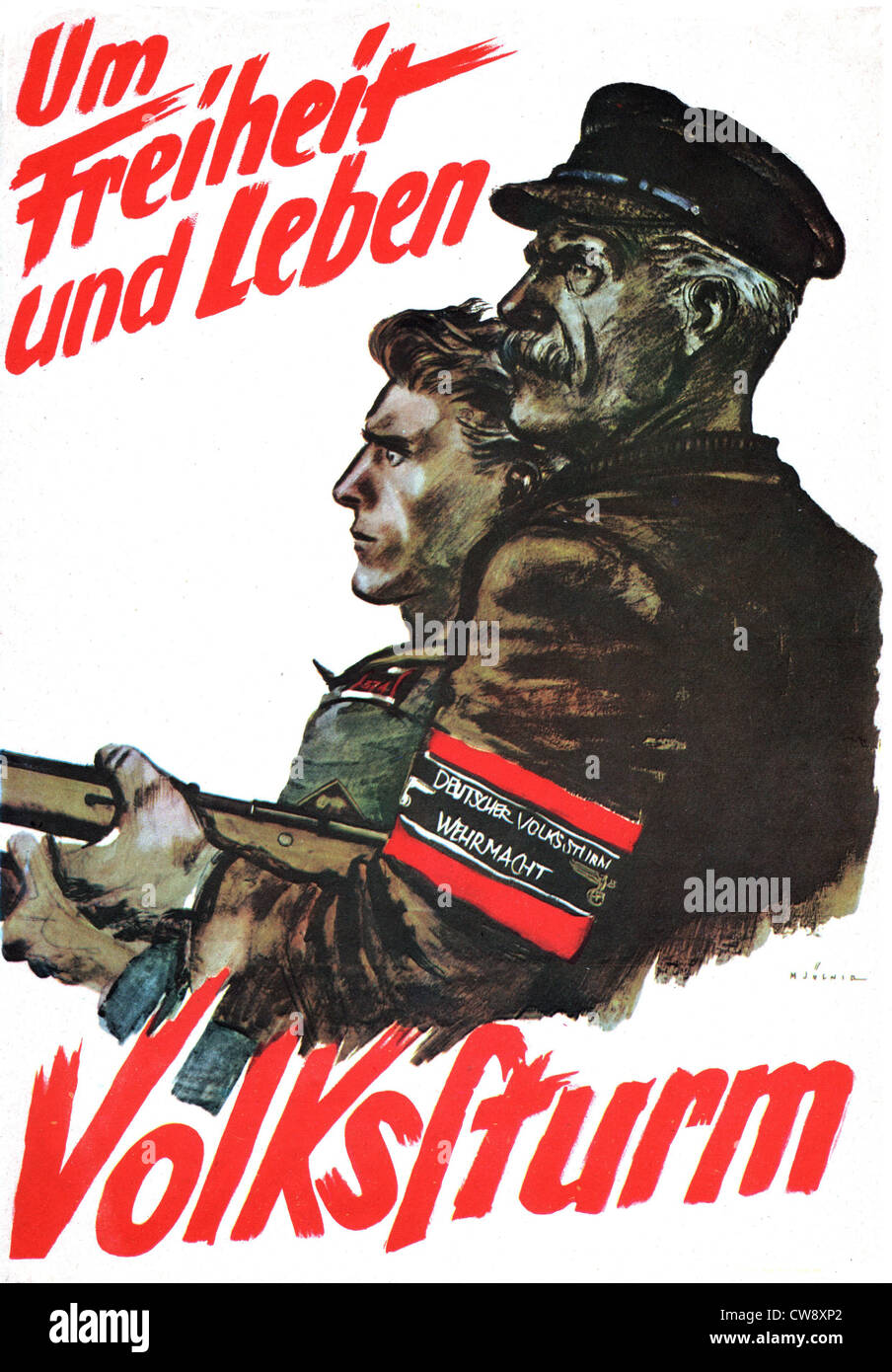 Propaganda poster to mobilize the last reservists. Stock Photo