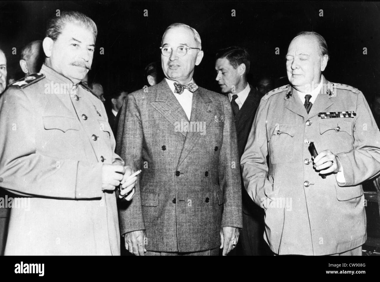 Stalin Truman Churchill in Potsdam Germany (1945) Stock Photo