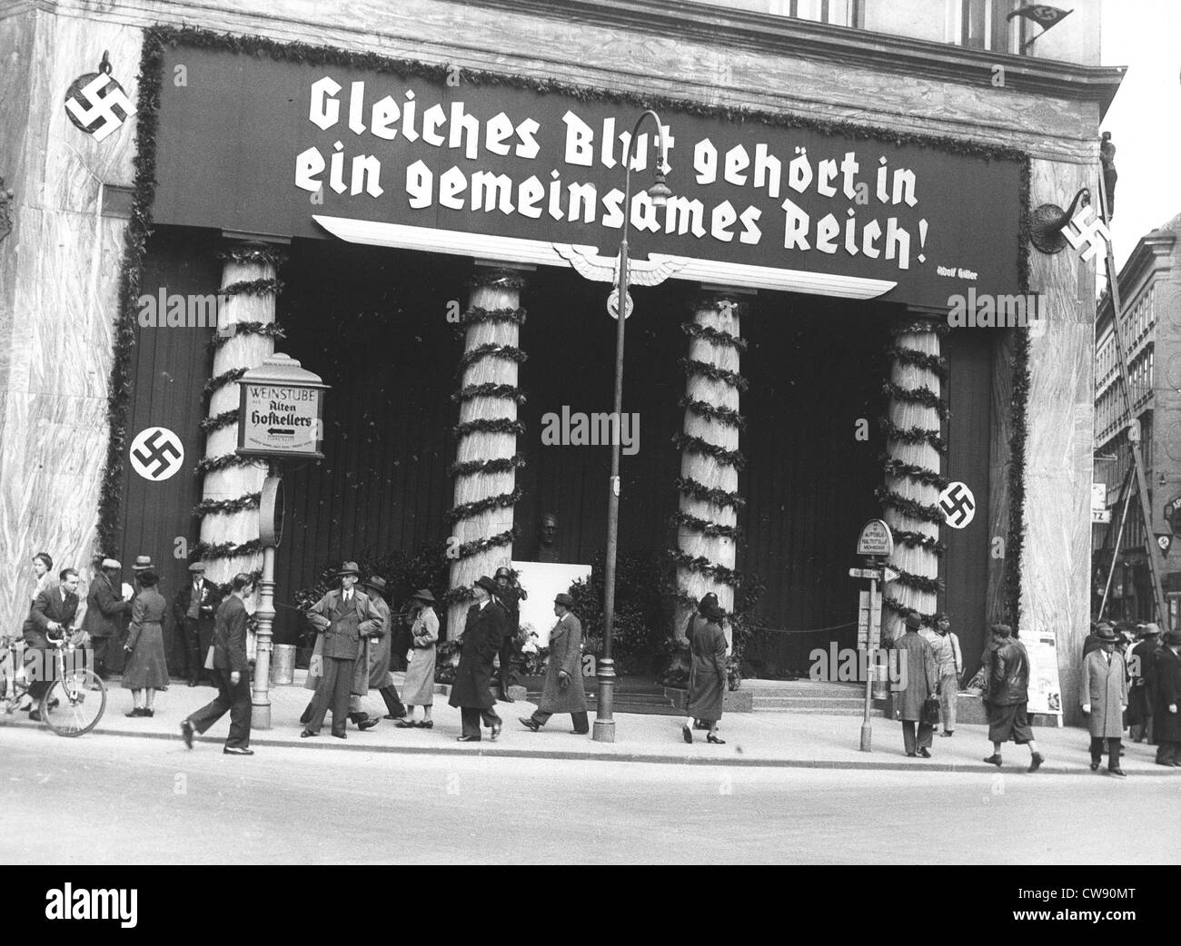 Nazi plebiscite placard in Vienna (1938) Stock Photo